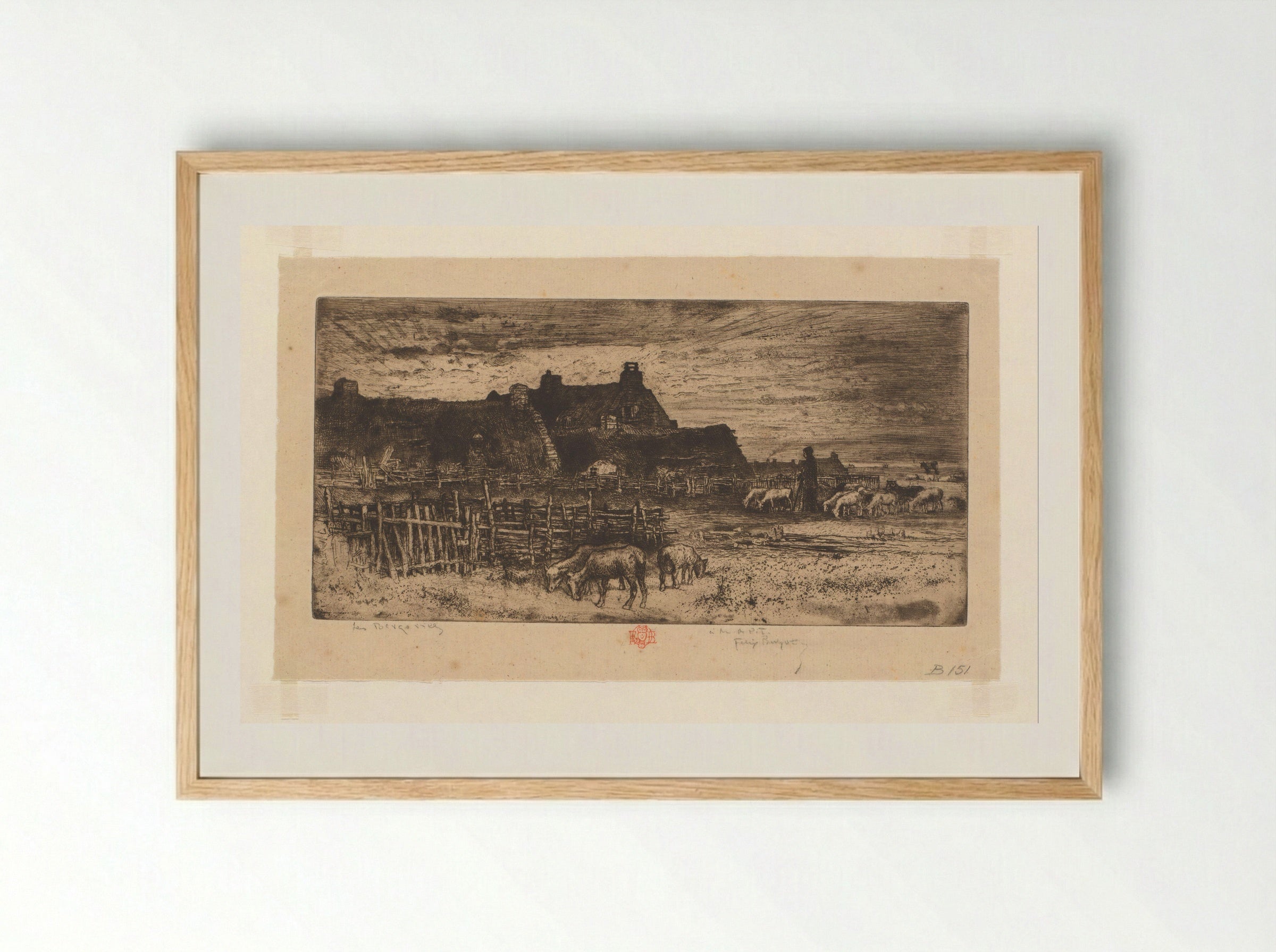 Les Bergeries - Félix Hilaire Buhot - Framed Print Wood