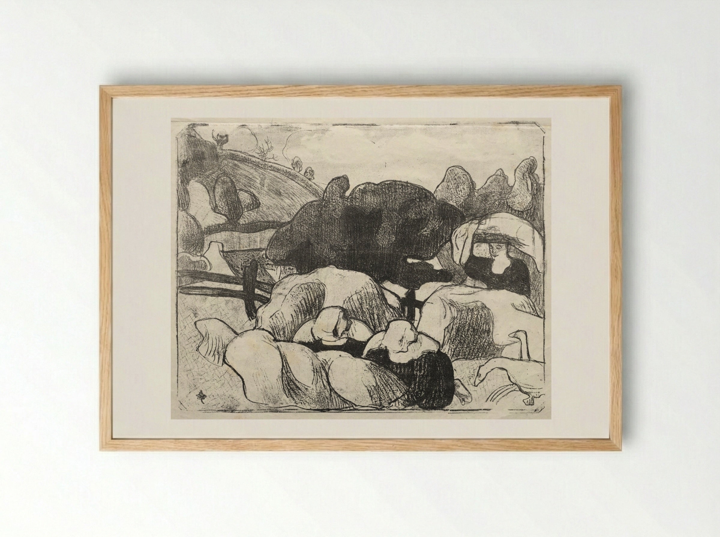 Les Bretonneries: Breton Women Making Haystacks - Émile Bernard - Framed Print Wood