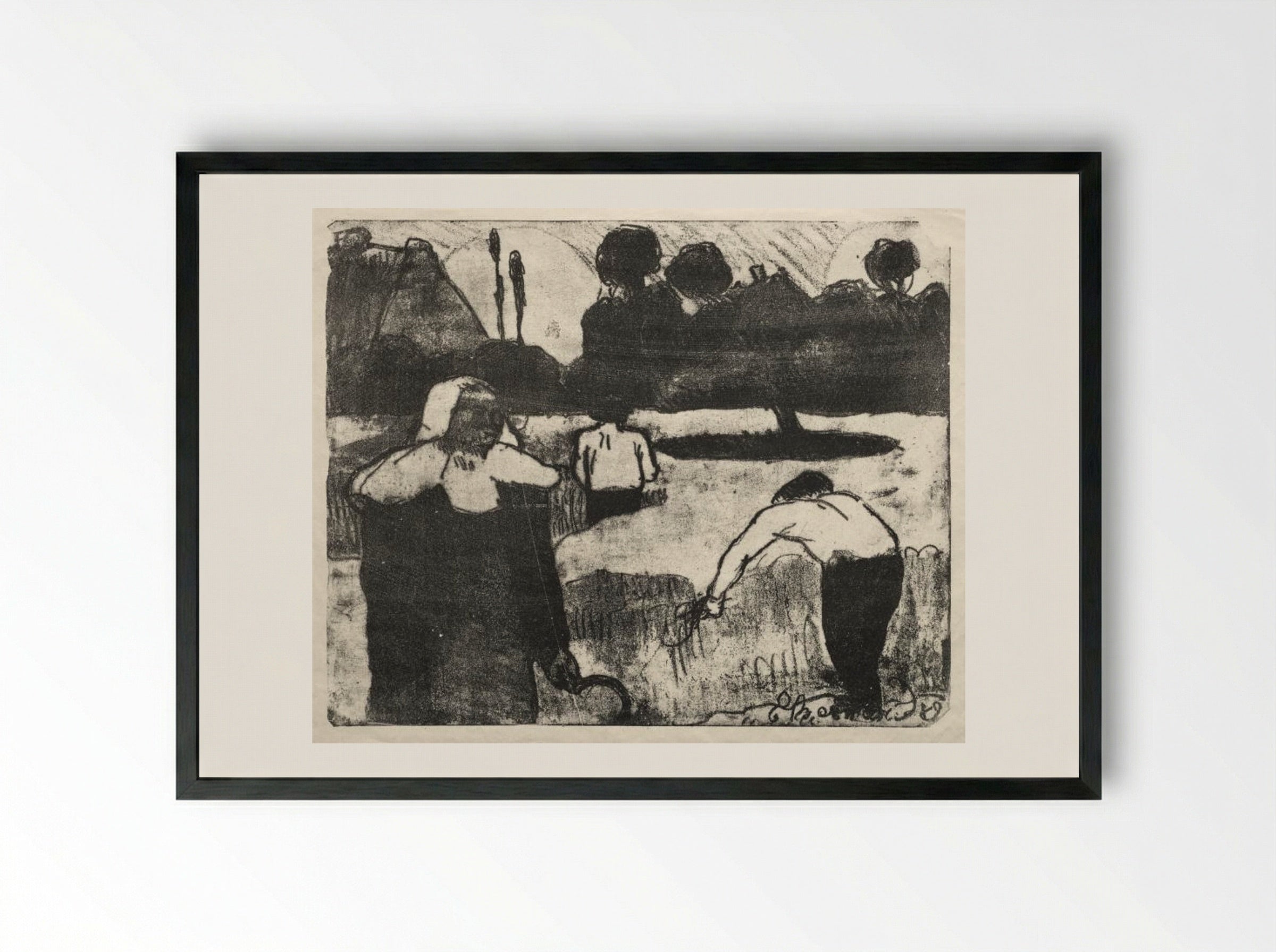 Les Bretonneries: The Harvesters - Émile Bernard - Framed Print Black