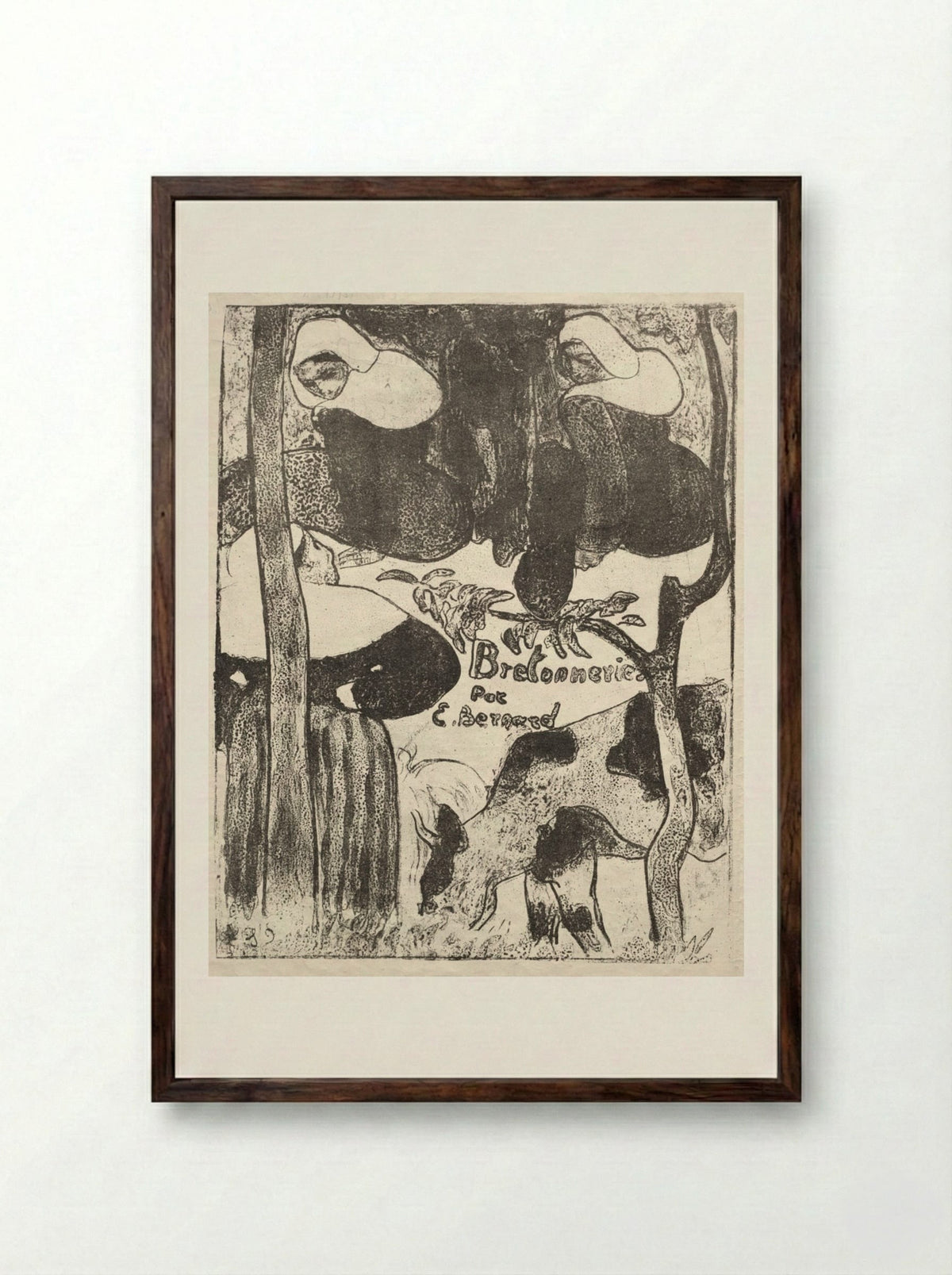 Les Bretonneries: Title Page - Émile Bernard - Framed Print Dark Wood