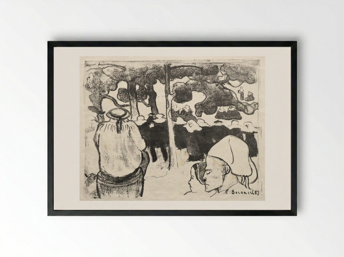 Les Bretonneries: Wedding in Brittany - Émile Bernard - Framed Print Black