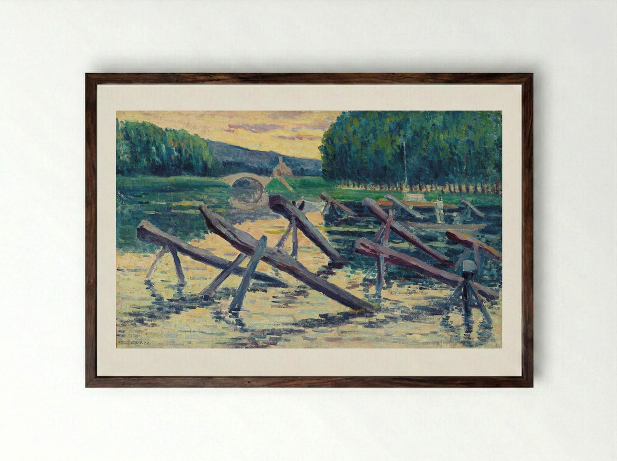 Les Chevalets Sur La Cure - Maximilien Luce - Framed Print Dark Wood