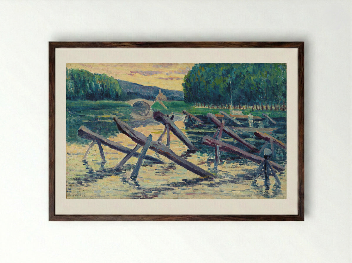 Les Chevalets Sur La Cure - Maximilien Luce - Framed Print Dark Wood