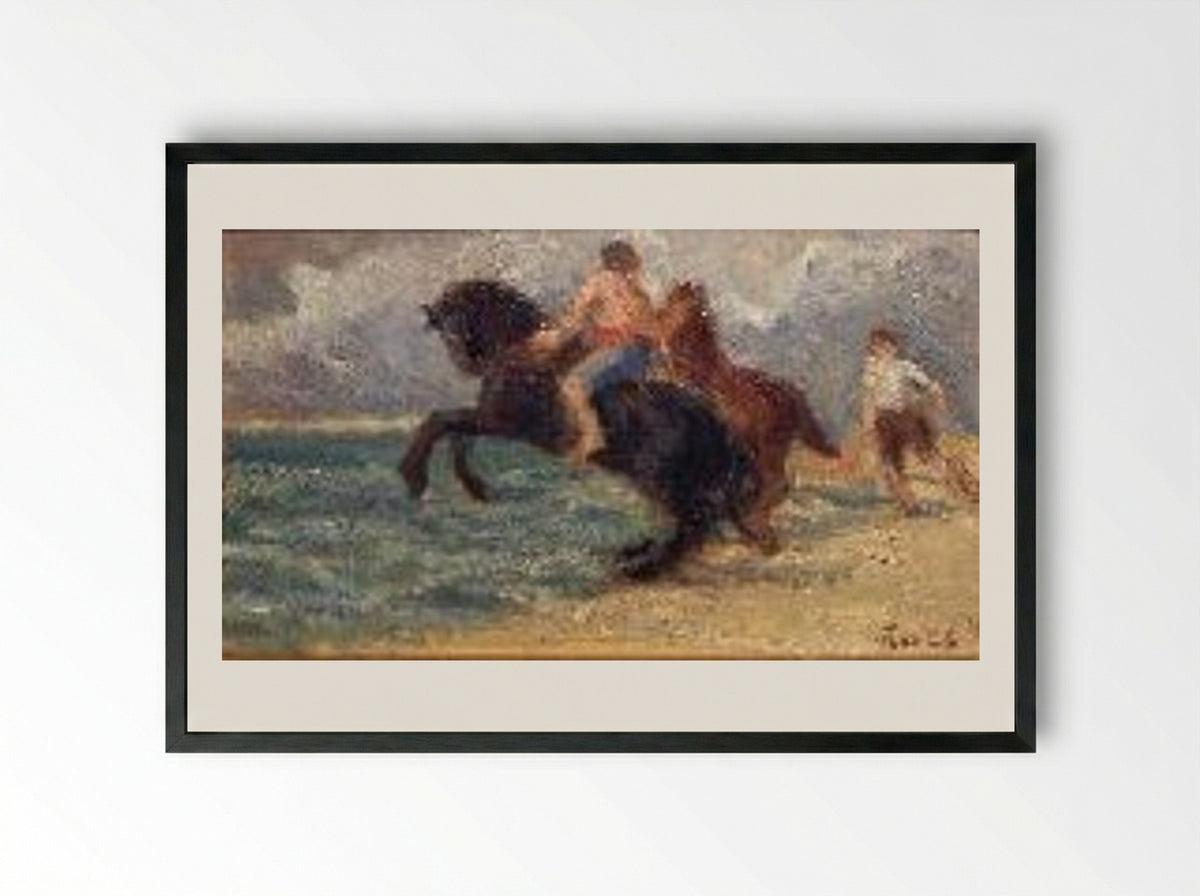 Les Chevaux De La Mer - Maximilien Luce - Framed Print Black