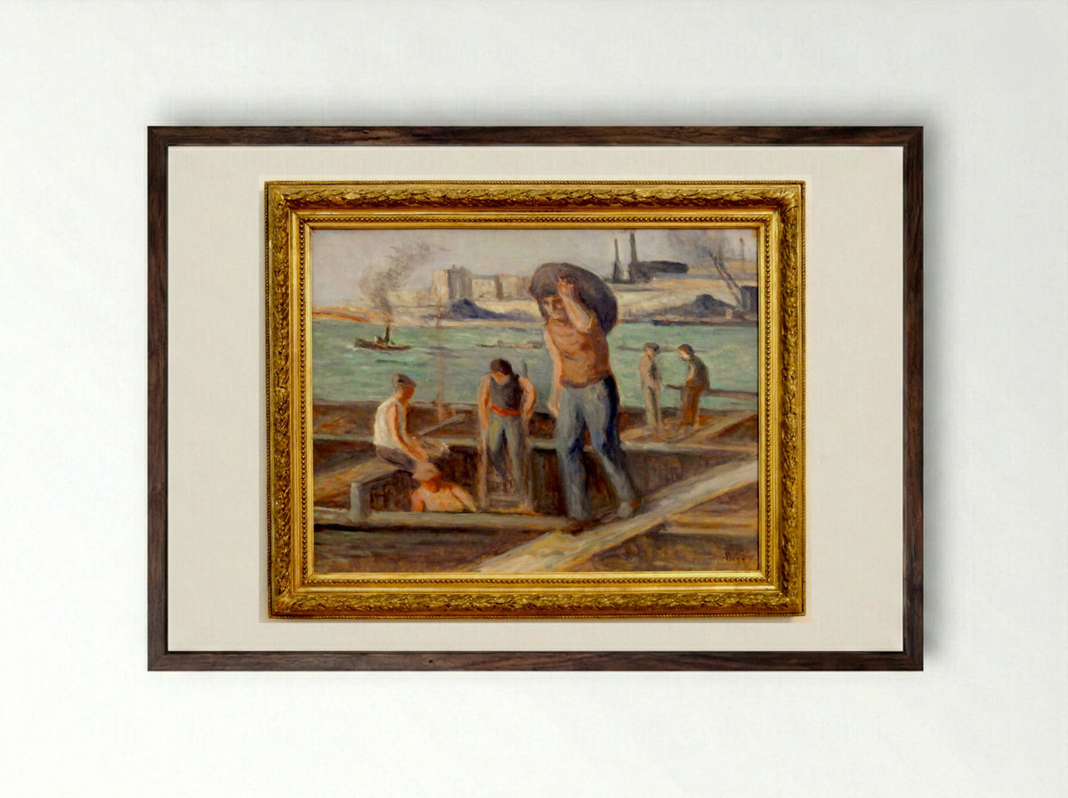 Les Débardeurs - Maximilien Luce - Framed Print Dark Wood