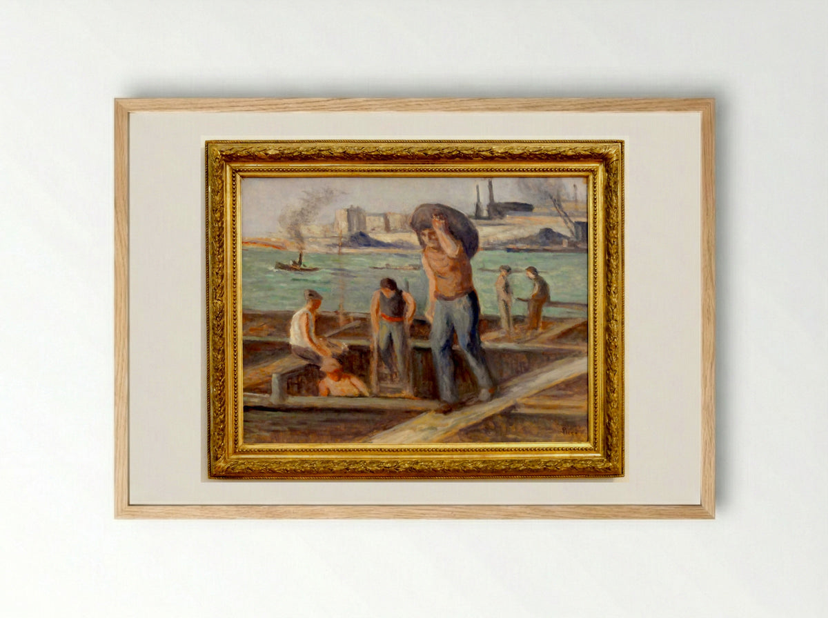 Les Débardeurs - Maximilien Luce - Framed Print Wood