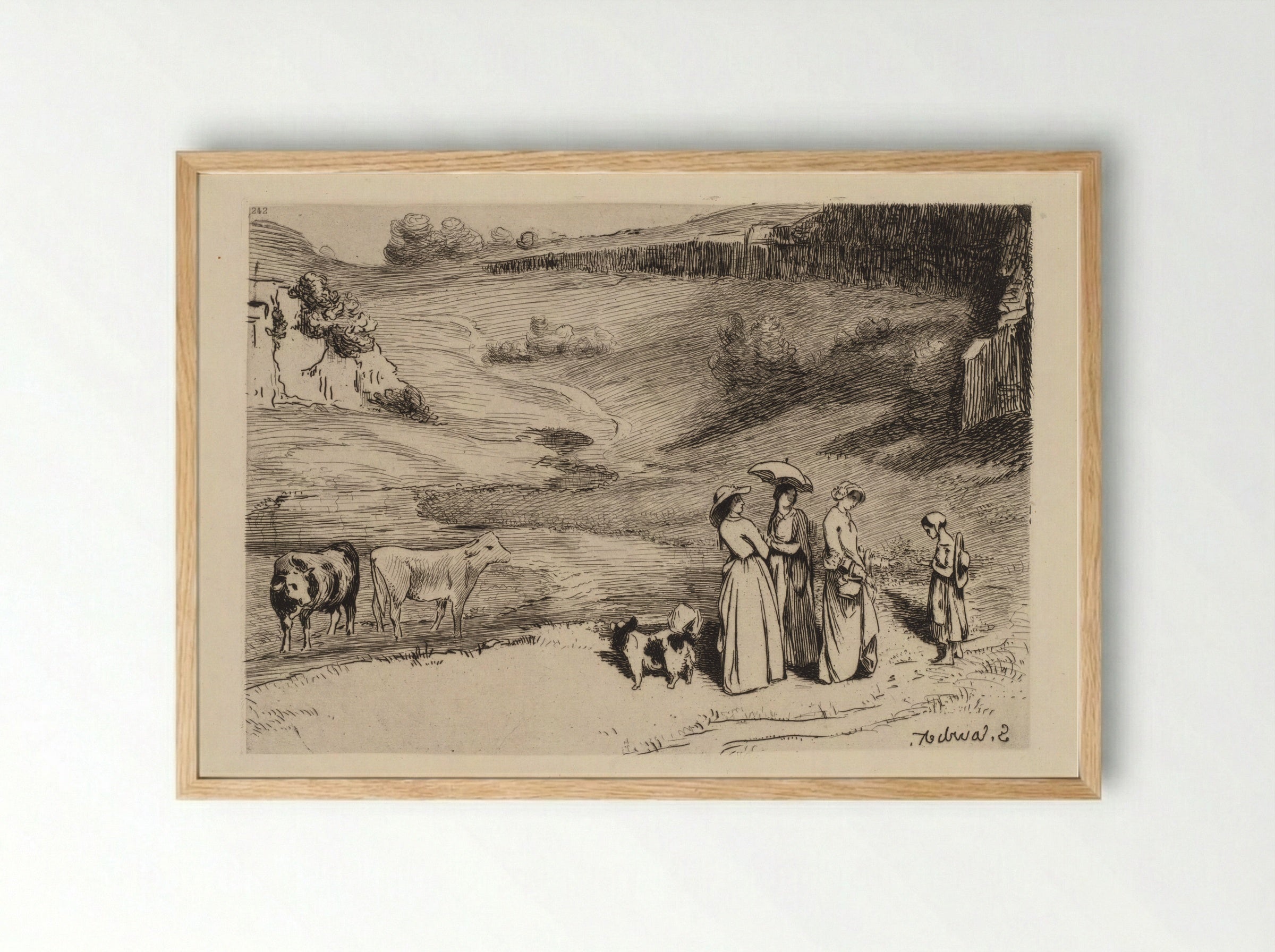 Les Demoiselles de Village - Félix Bracquemond - Framed Print Wood
