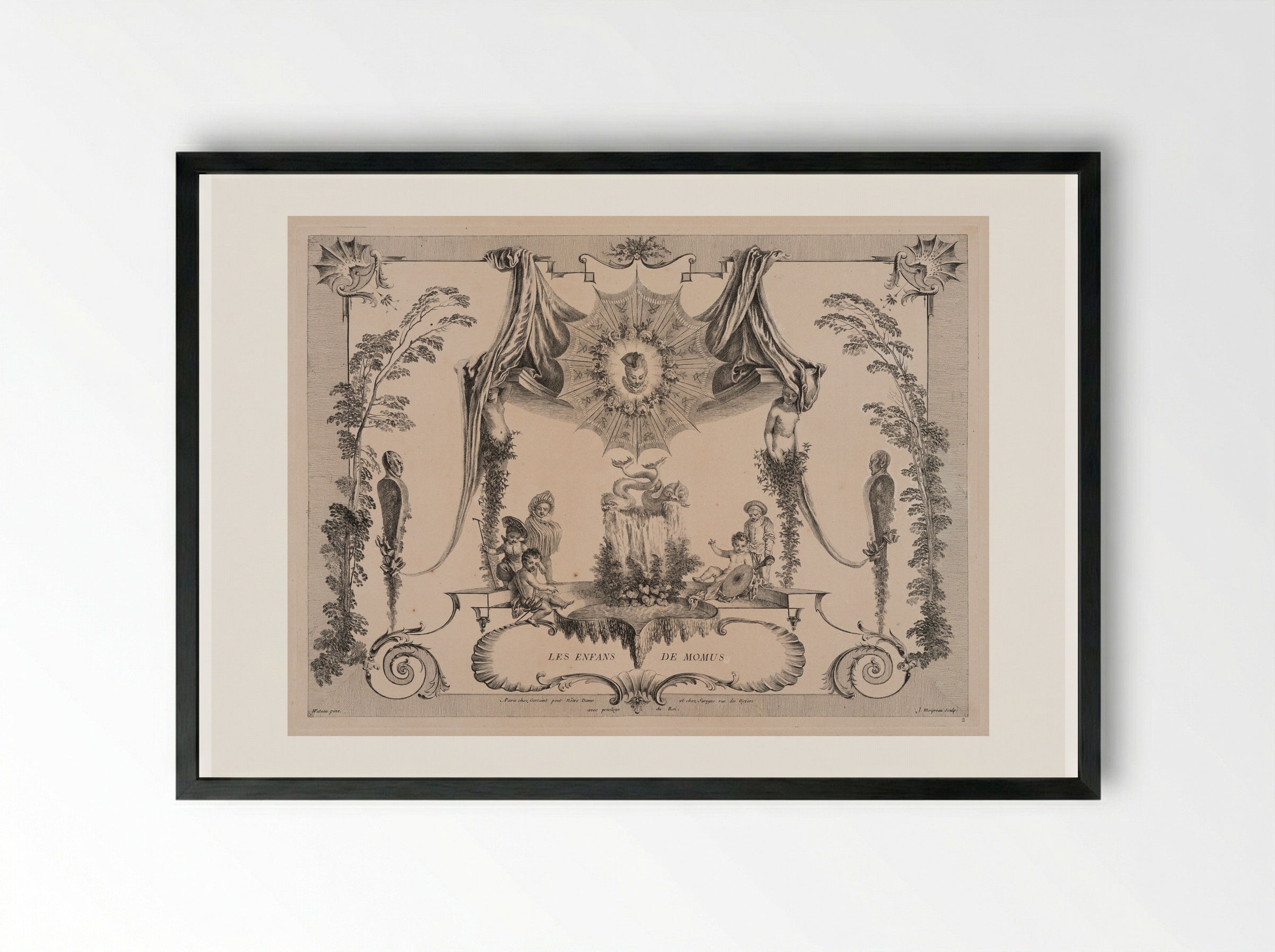 Les Enfans de Momus - Jean Moyreau - Framed Print Black