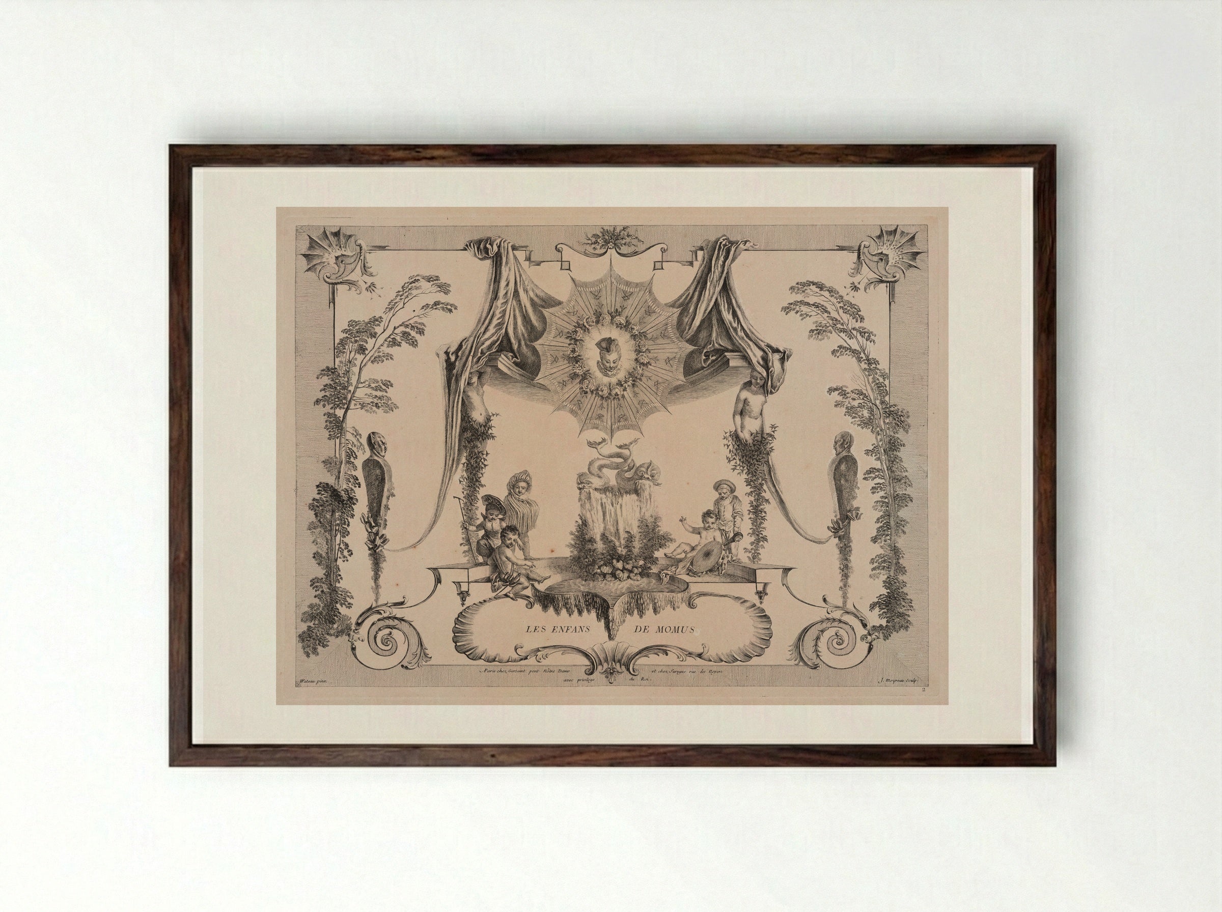 Les Enfans de Momus - Jean Moyreau - Framed Print Dark Wood