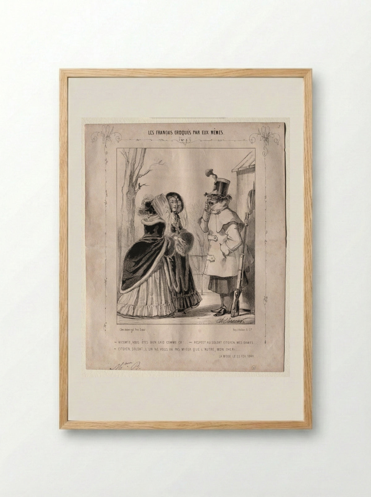 Les Français croqués par eux-mêmes: Vicomte, vous êtes bien laid comme ça! - Charles Vernier - Framed Print Wood