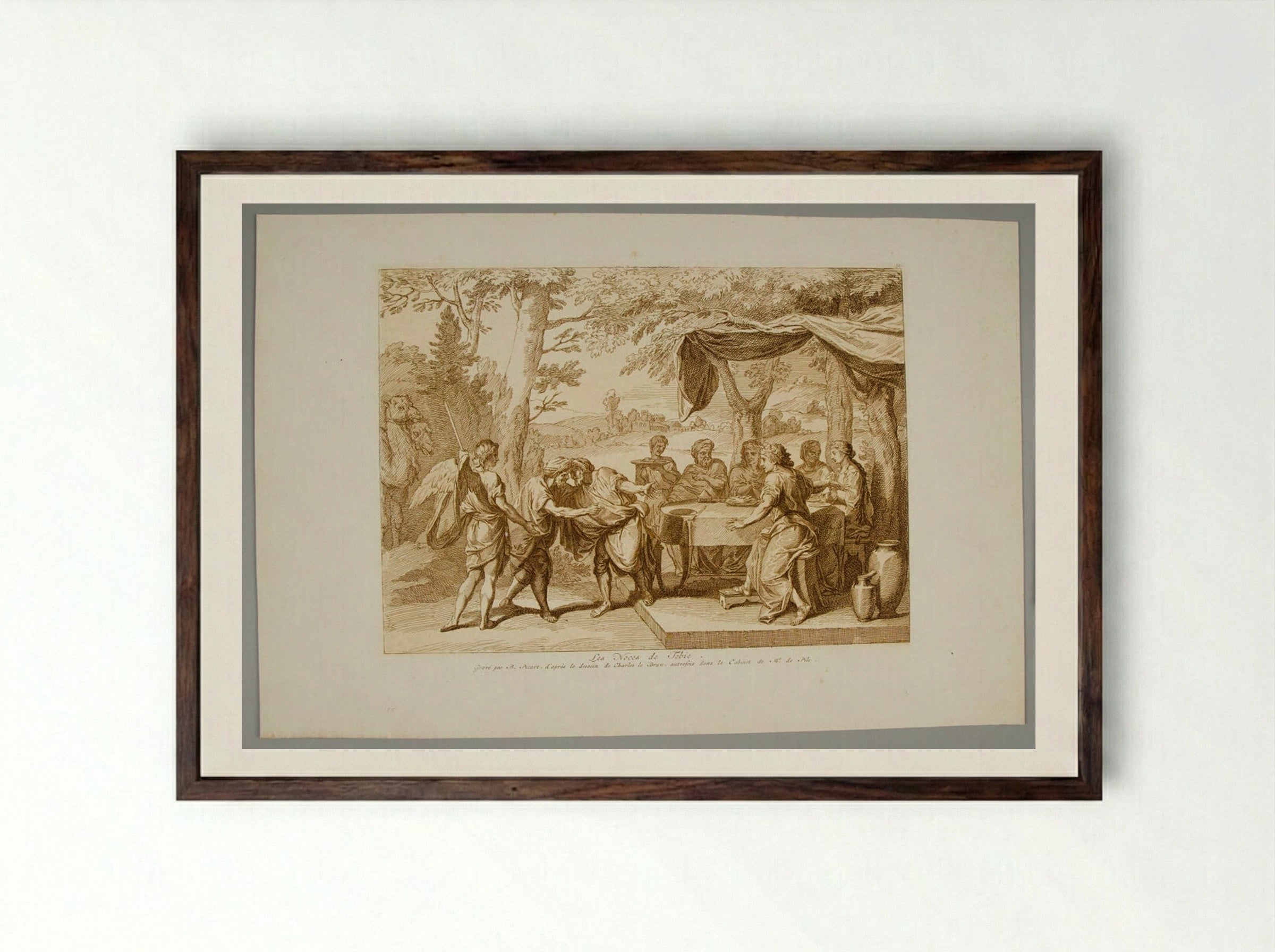 Les Noces de Tobie - Bernard Picart - Framed Print Dark Wood