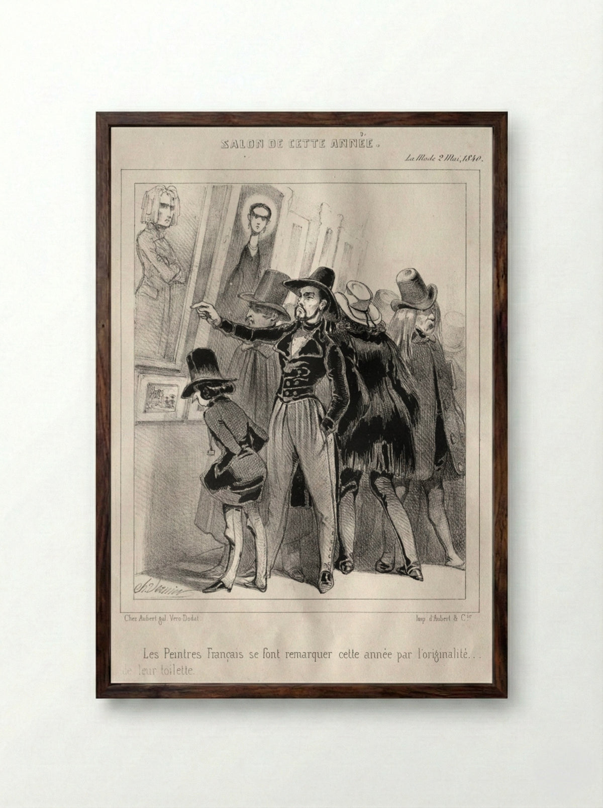 Les Peintres français se font remarquer cette année par l'originalité de leur toilette - Charles Vernier - Framed Print Dark Wood