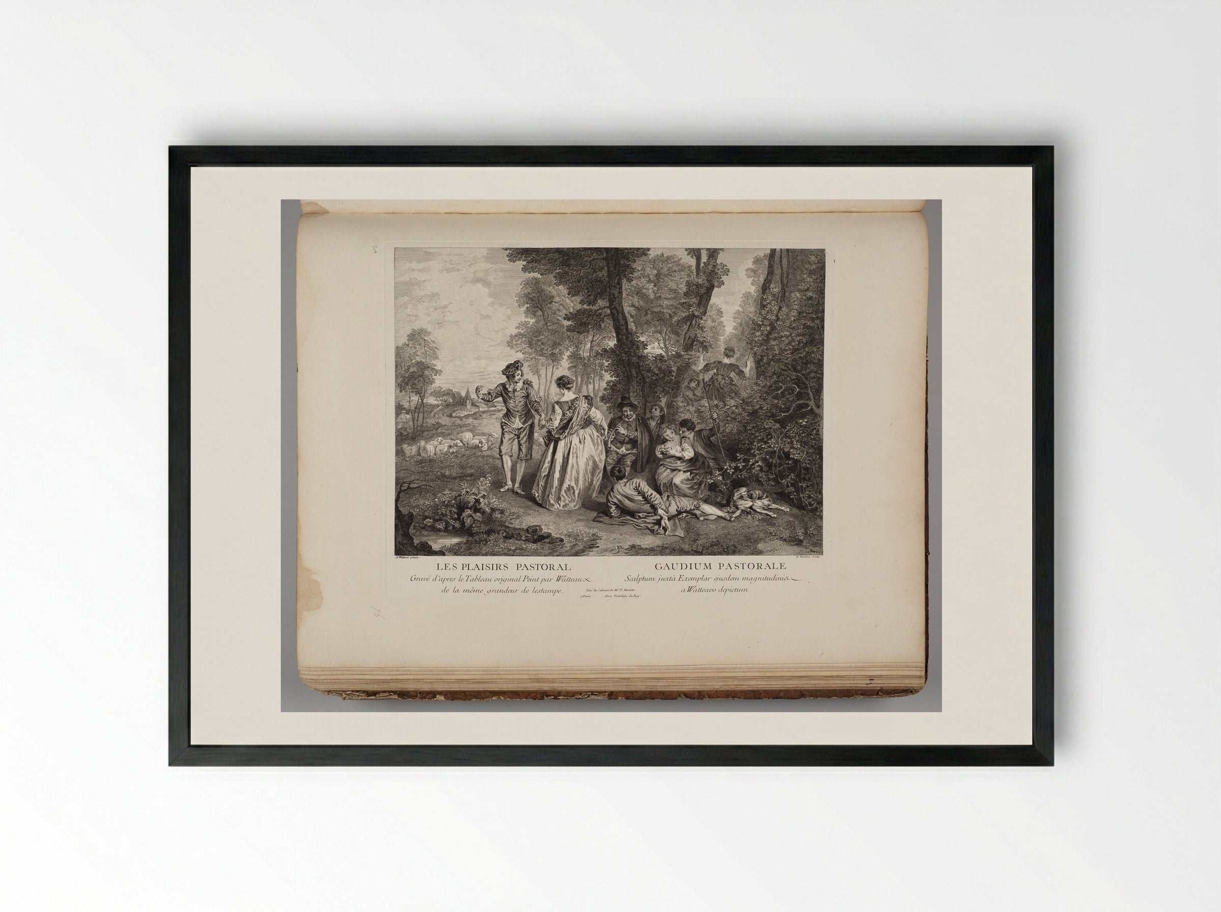 Les Plaisirs Pastoraux - Pierre Alexandre Tardieu - Framed Print Black