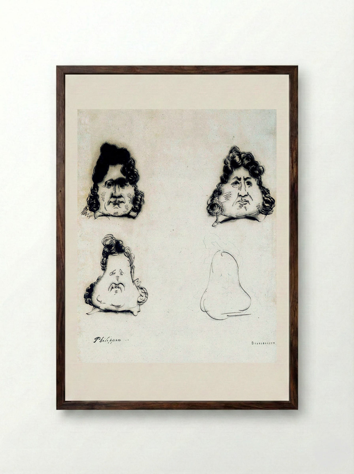 Les Poires (The Pears) - Charles Philipon - Framed Print Dark Wood