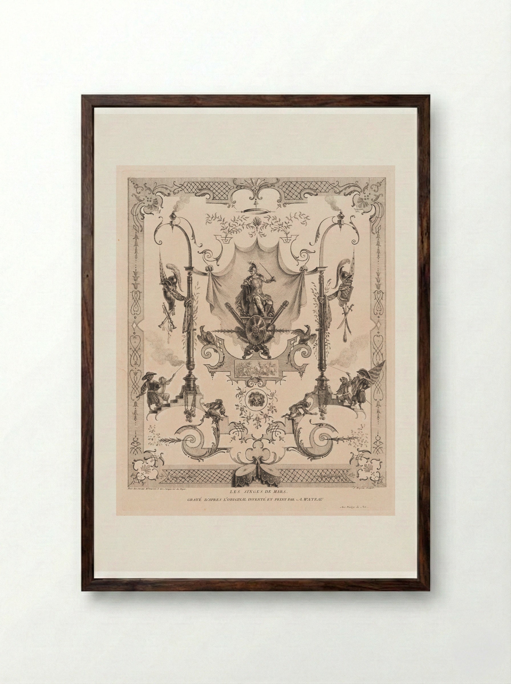 Les Singes de Mars - Jean Moyreau - Framed Print Dark Wood