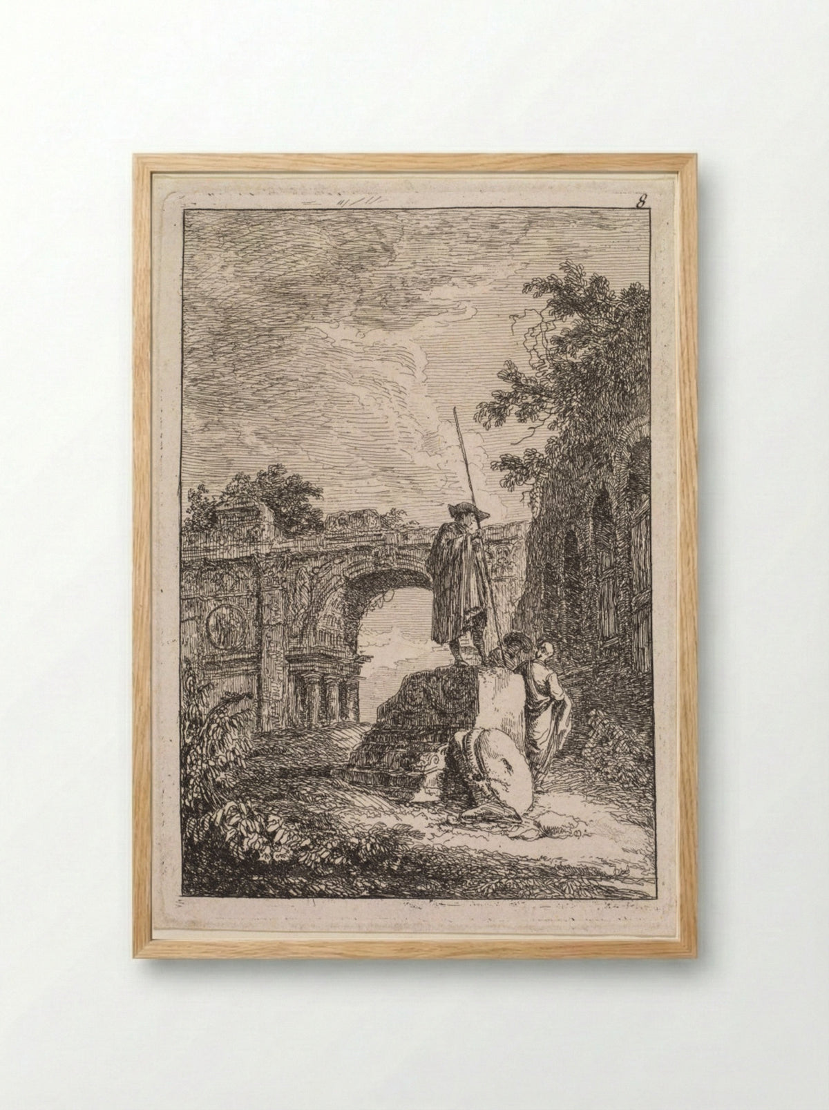 Les Soirées de Rome: L'Arc de triomphe - Hubert Robert - Framed Print Wood