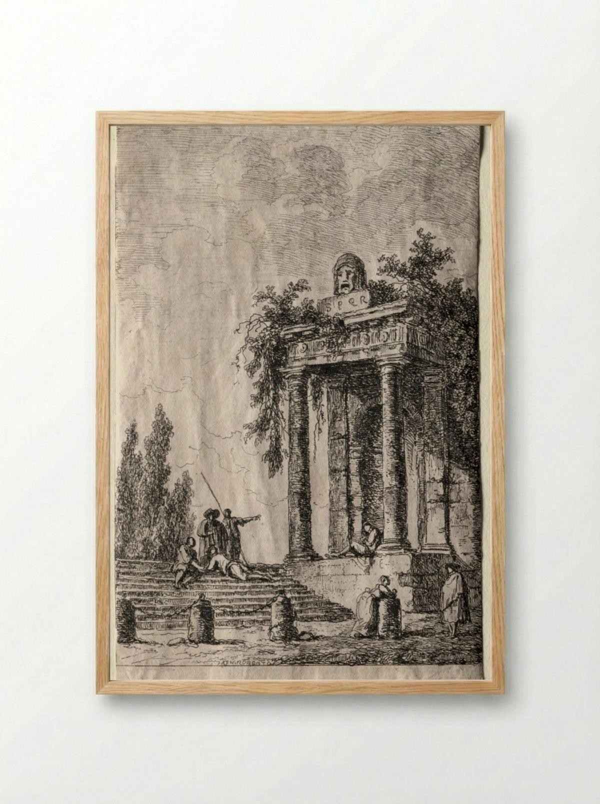 Les Soirées de Rome: The Stairs - Hubert Robert - Framed Print Wood