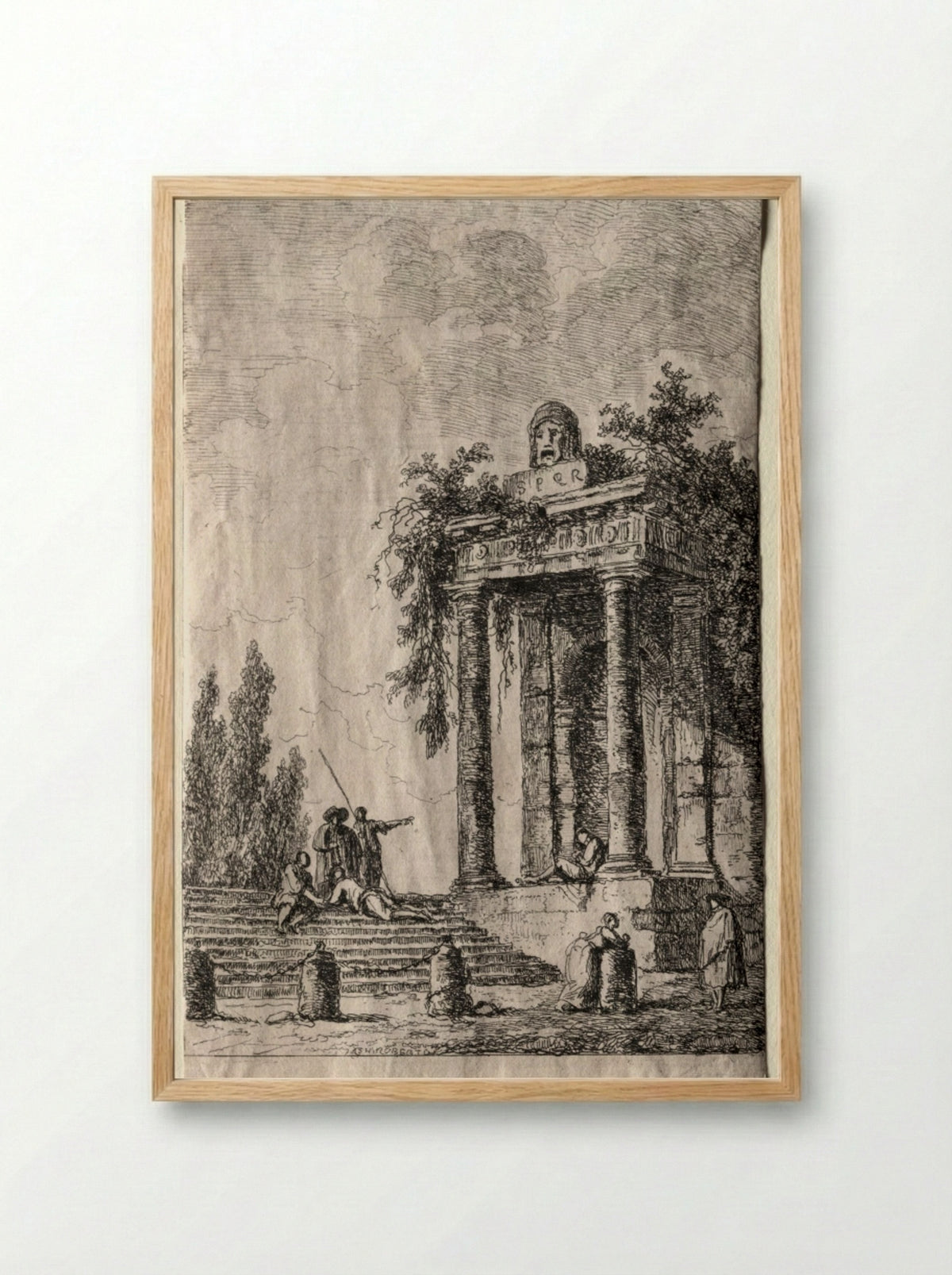 Les Soirées de Rome: The Stairs - Hubert Robert - Framed Print Wood