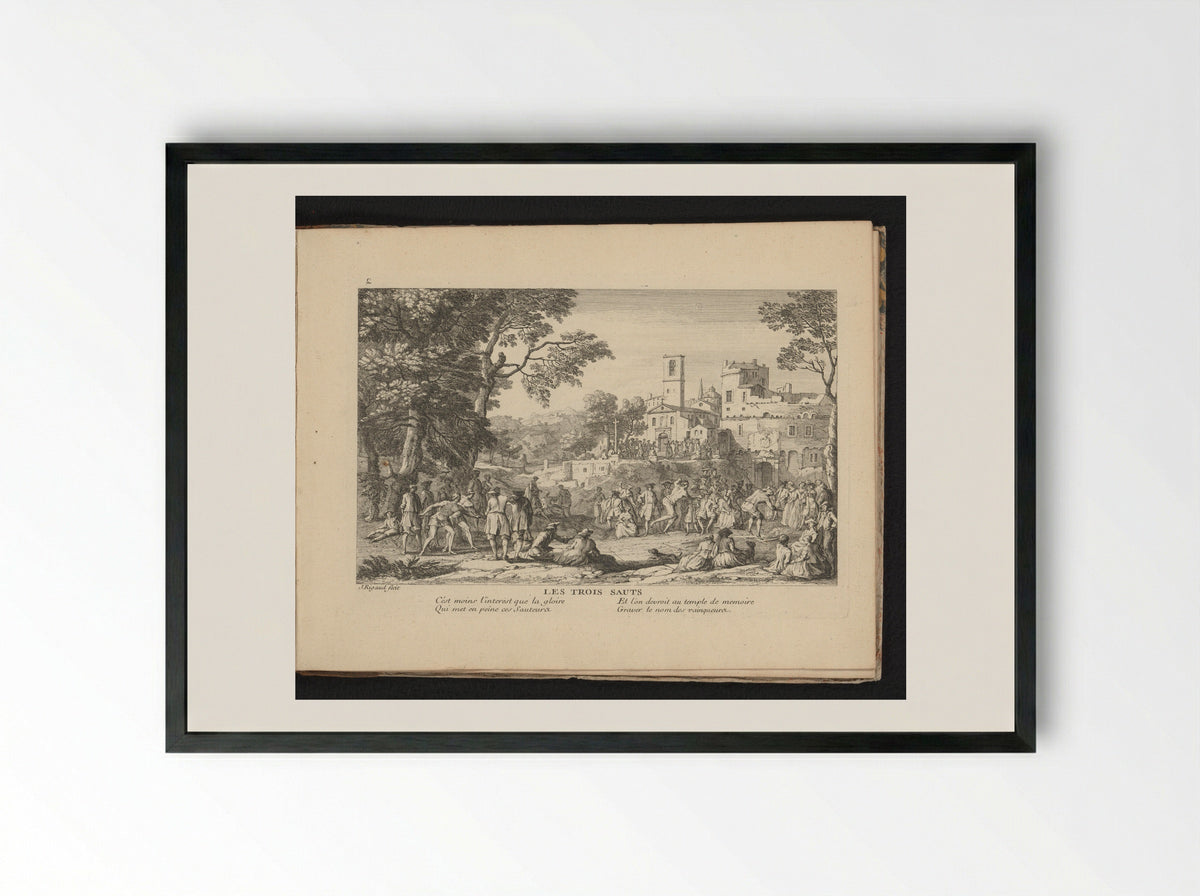 Les Trois Sauts - Gaspard Duchange - Framed Print Black