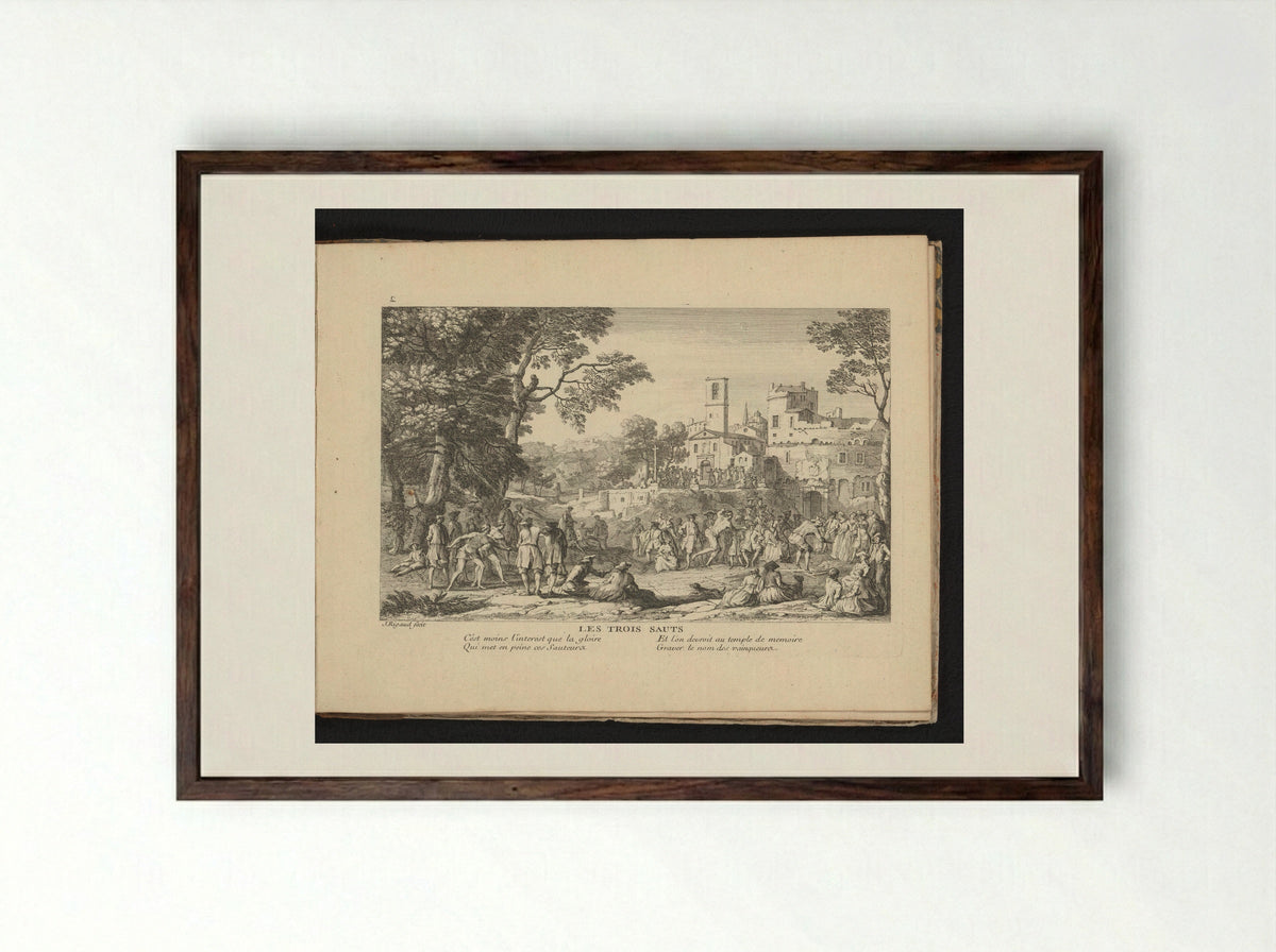 Les Trois Sauts - Gaspard Duchange - Framed Print Dark Wood