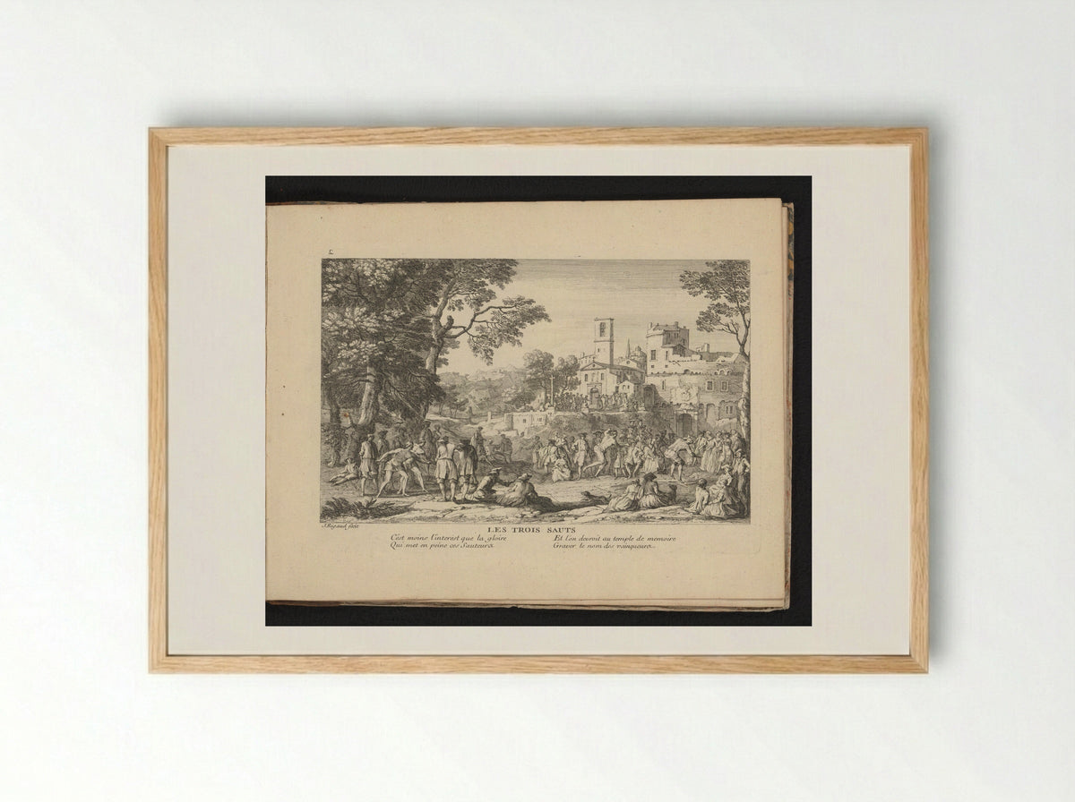 Les Trois Sauts - Gaspard Duchange - Framed Print Wood