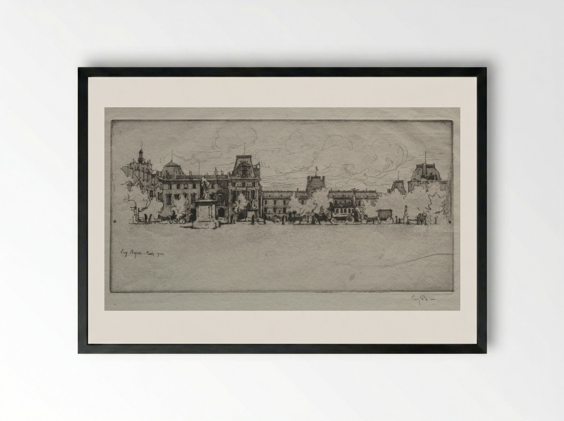 Les Tuileries - Eugène Bejot - Framed Print Black