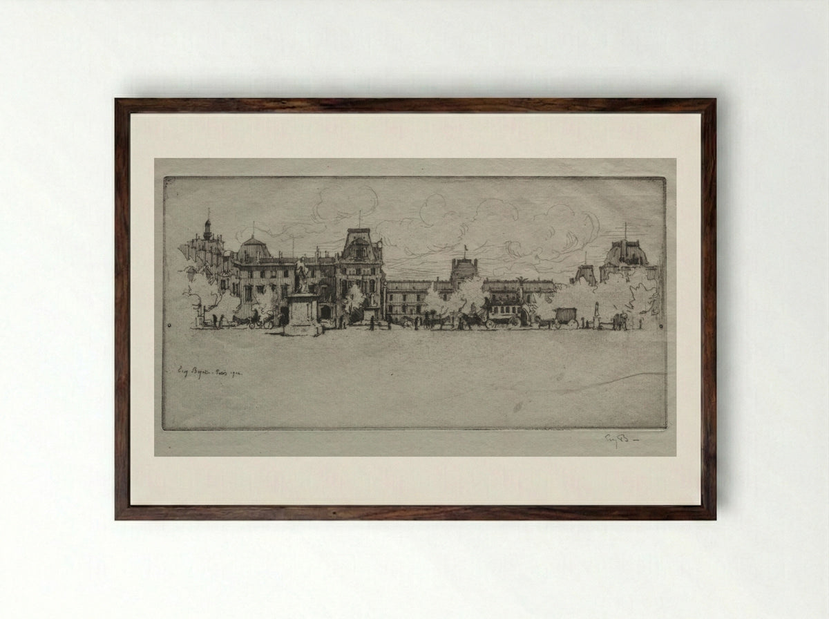 Les Tuileries - Eugène Bejot - Framed Print Dark Wood