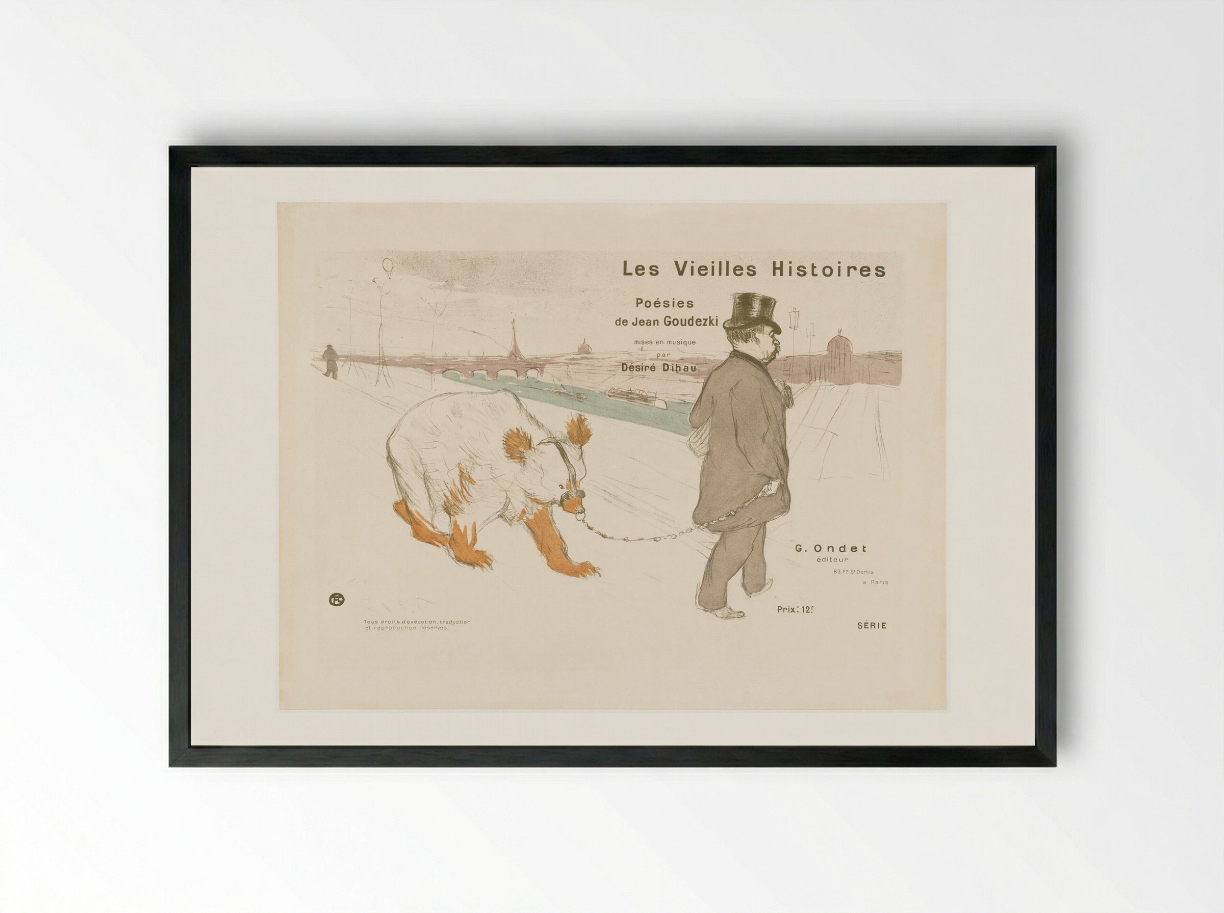 Les Vieilles Histoires, Cover-Frontispiece - Henri de Toulouse-Lautrec - Framed Print Black