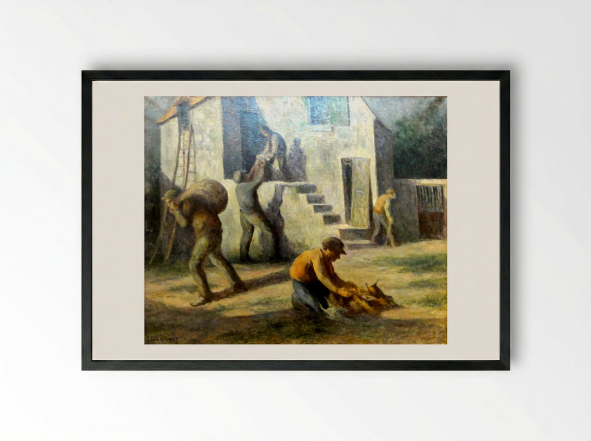 Les Voleurs De Poulets - Maximilien Luce - Framed Print Black