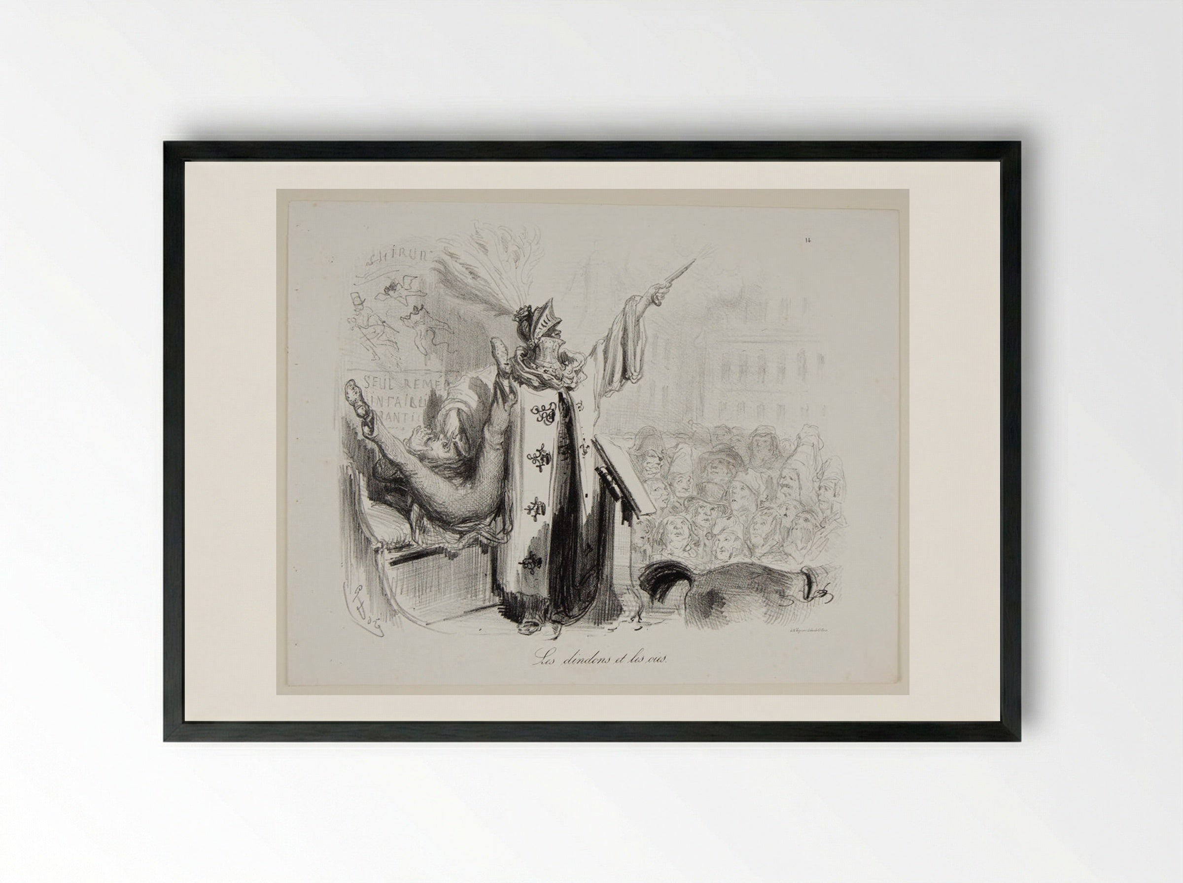 Les dindons et les oies - Gustave Doré - Framed Print Black