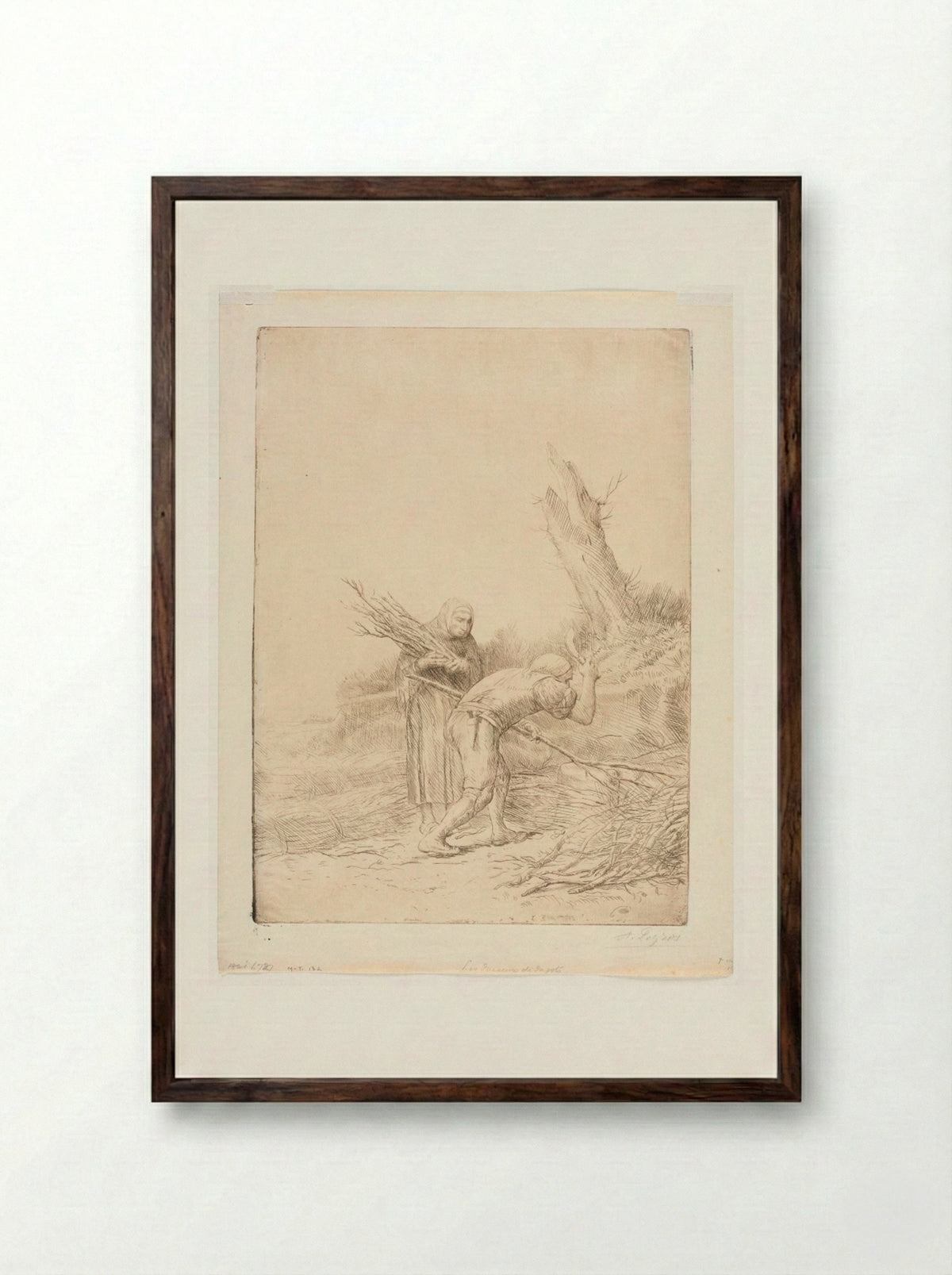 Les faiseurs de fagots - Alphonse Legros - Framed Print Dark Wood