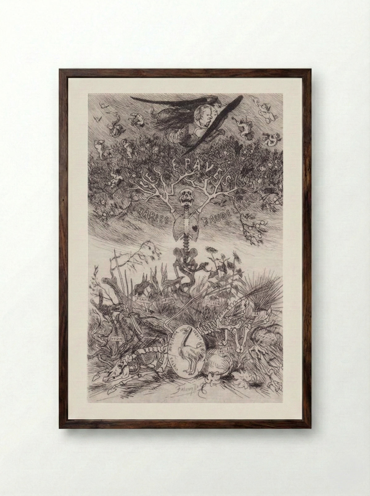 Les Épaves (The Scraps) - Félicien Rops - Framed Print Dark Wood