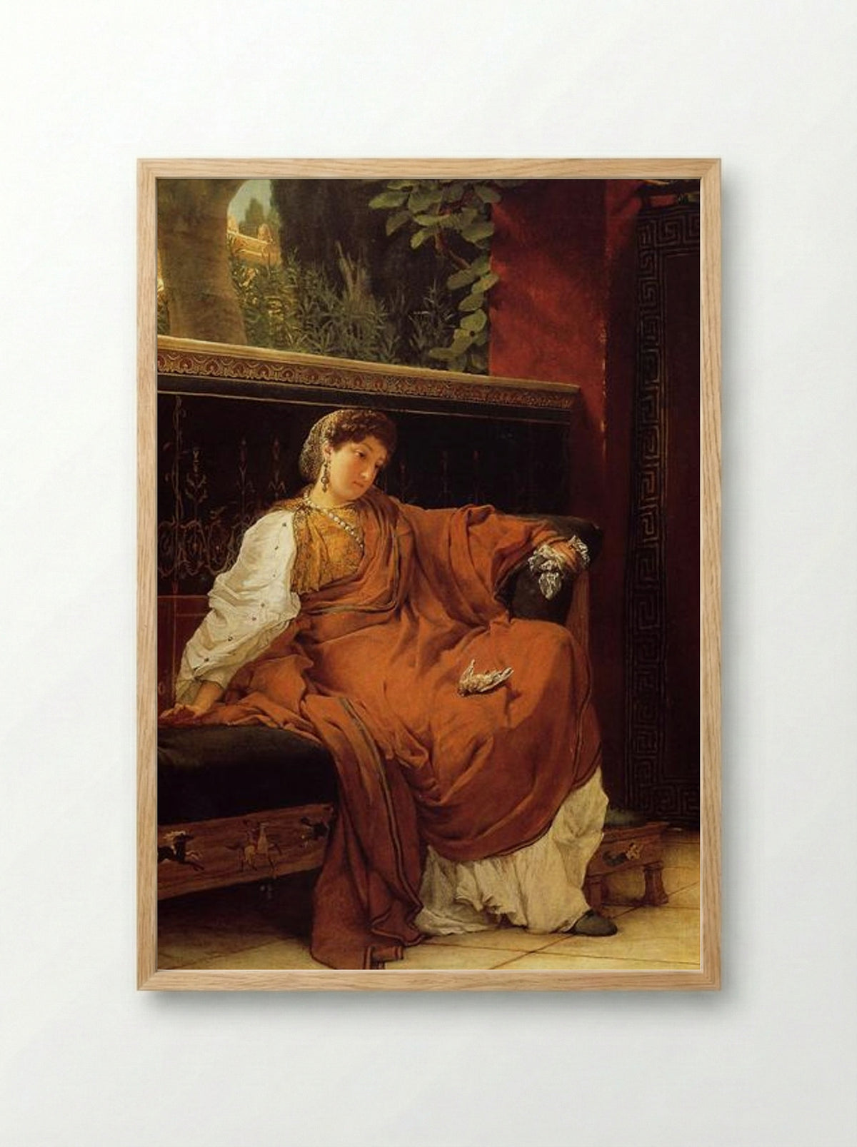 Lesbia Weeping over a Sparrow - Sir Lawrence Alma-Tadema - Framed Print Wood