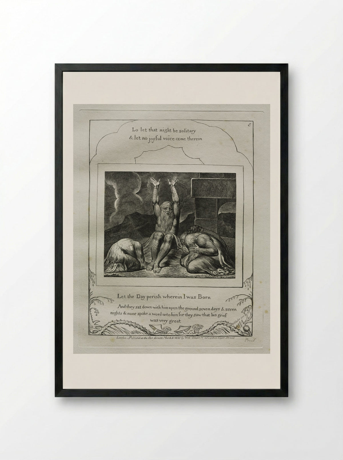 Let the Day Perish Wherein I Was Born - William Blake - Framed Print Black