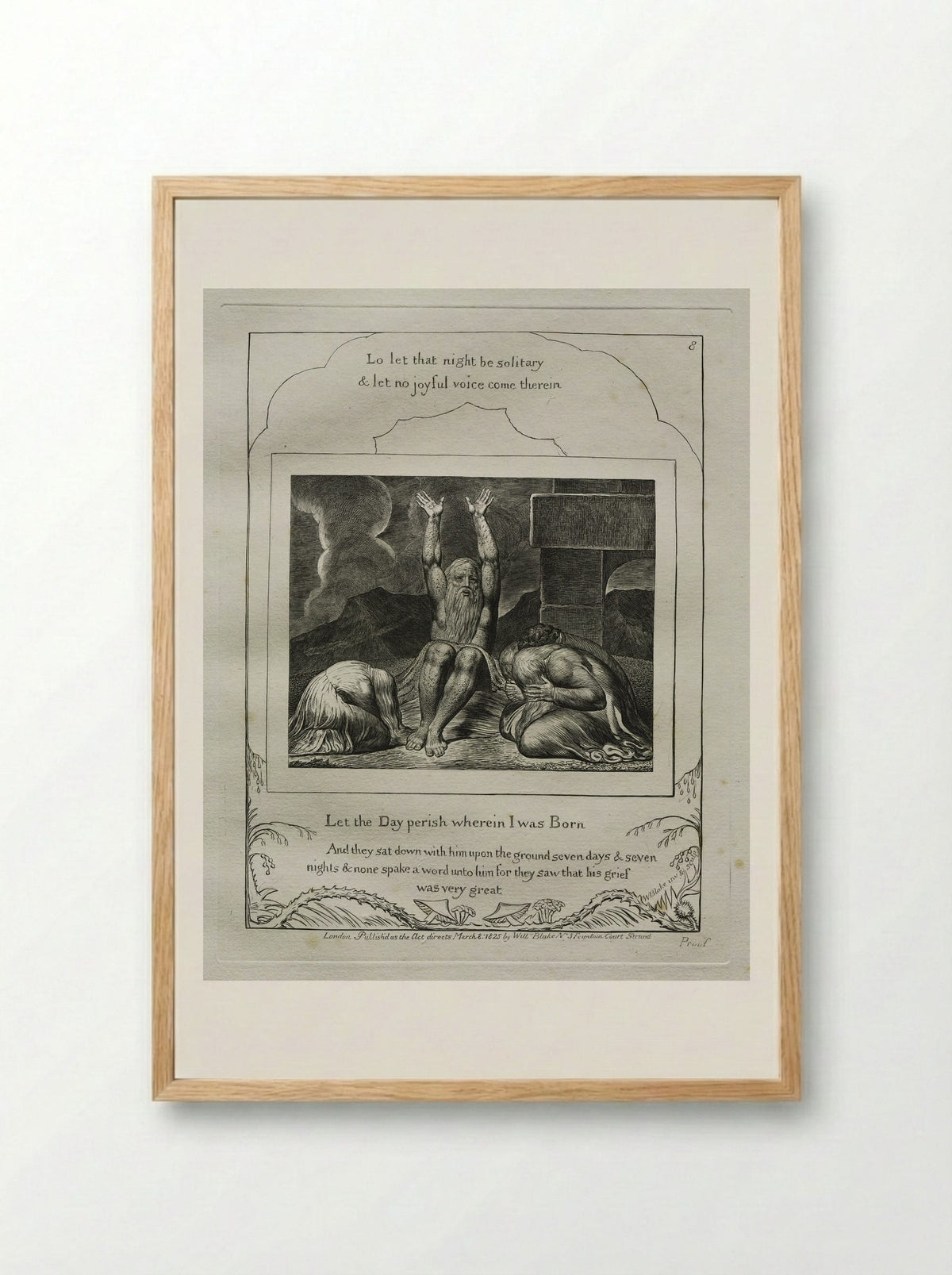 Let the Day Perish Wherein I Was Born - William Blake - Framed Print Wood