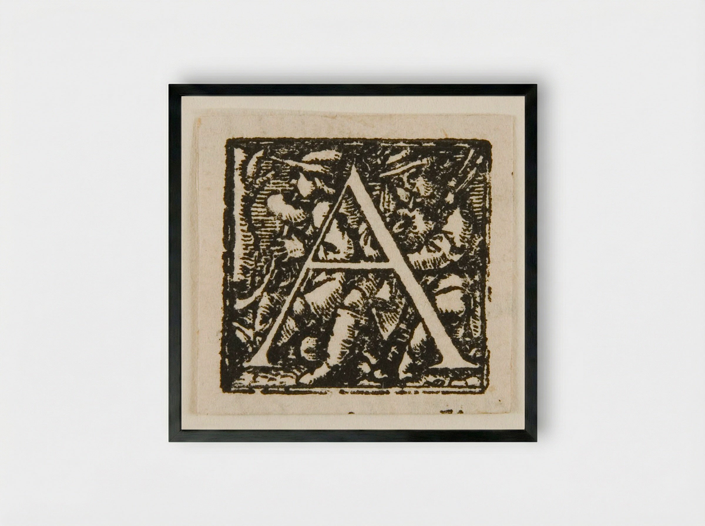 Letter A: Alpenstock and Bagpipe Players - Hans Holbein the Younger - Framed Print Black