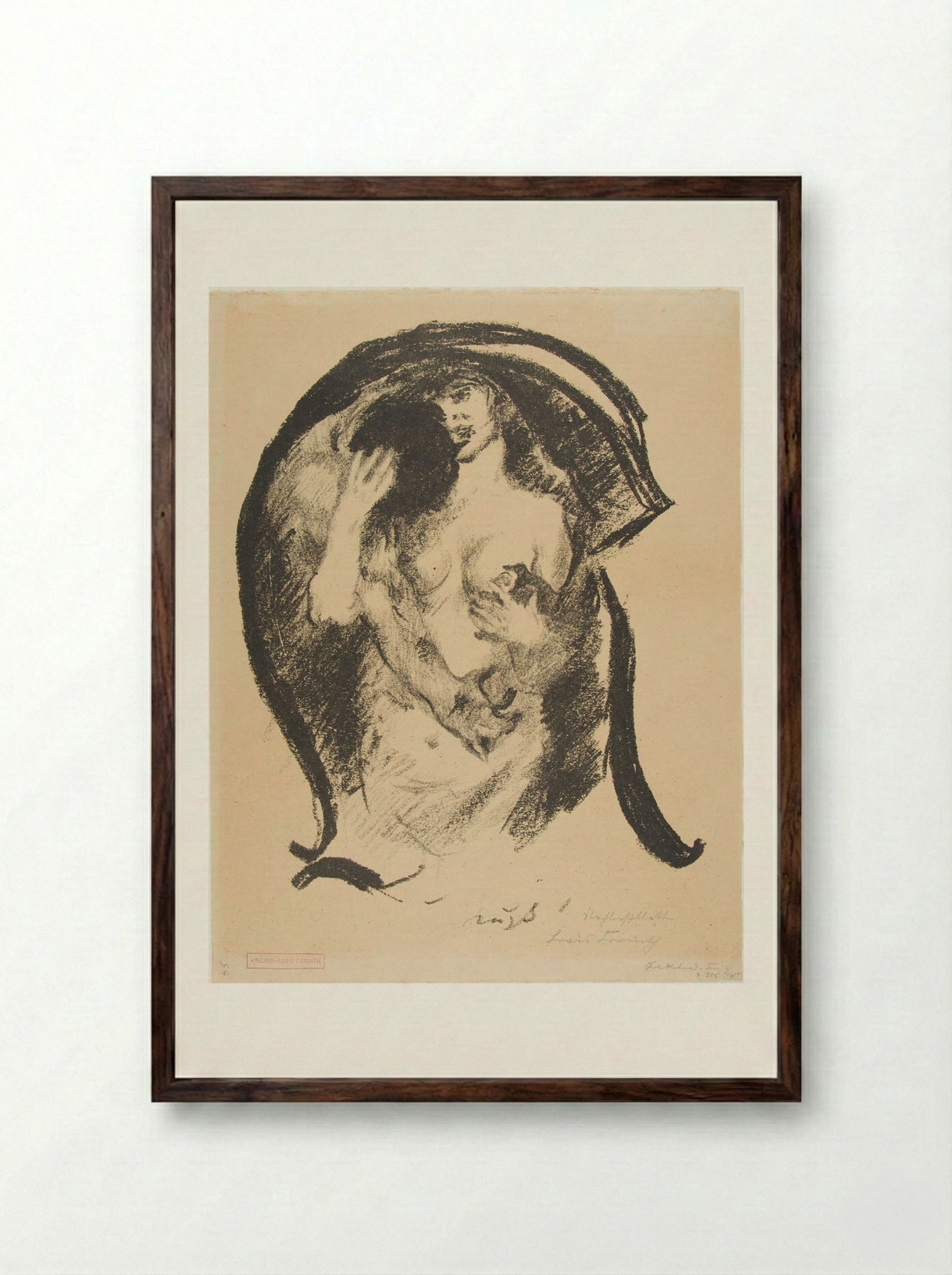 Letter K: Kiss! - Lovis Corinth - Framed Print Dark Wood