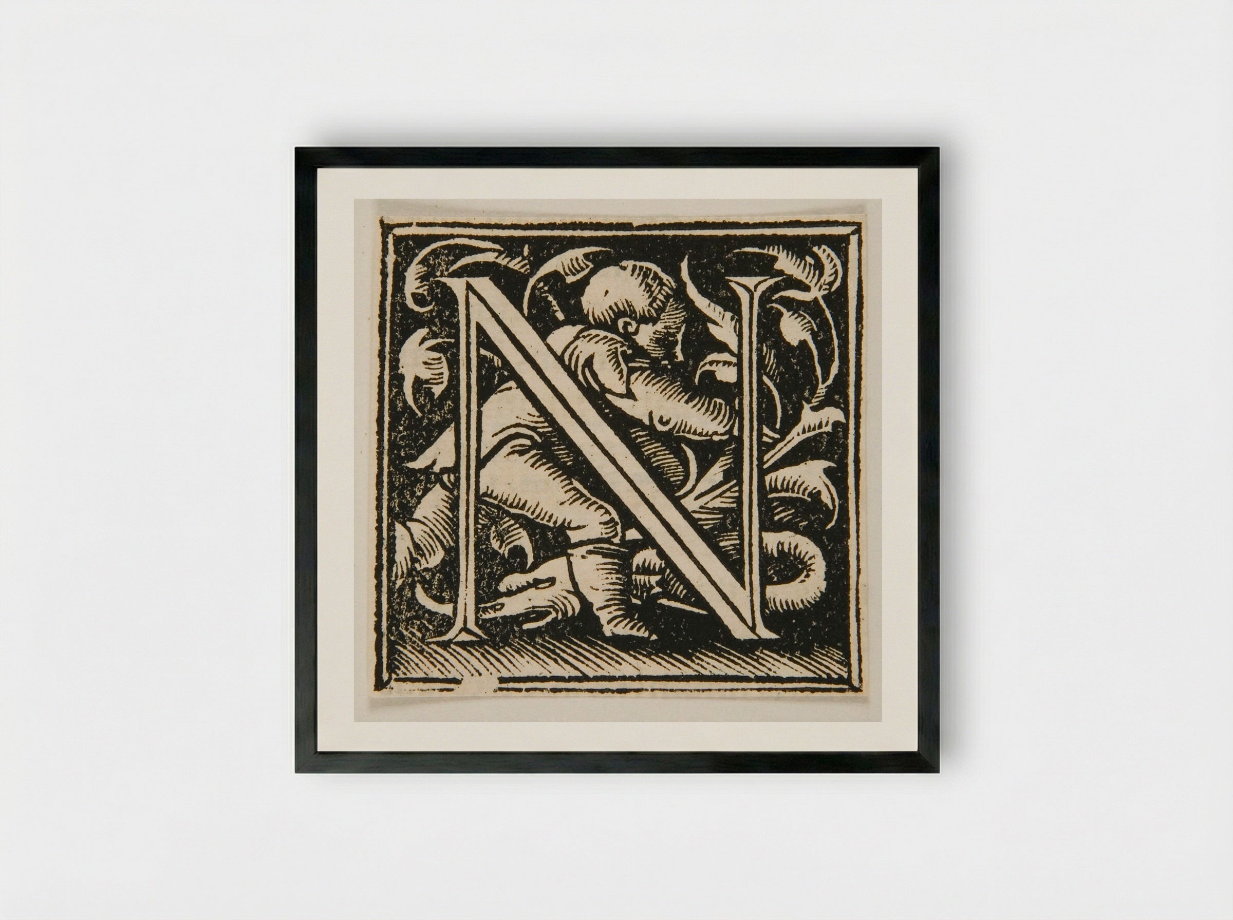 Letter N - Urs Graf - Framed Print Black