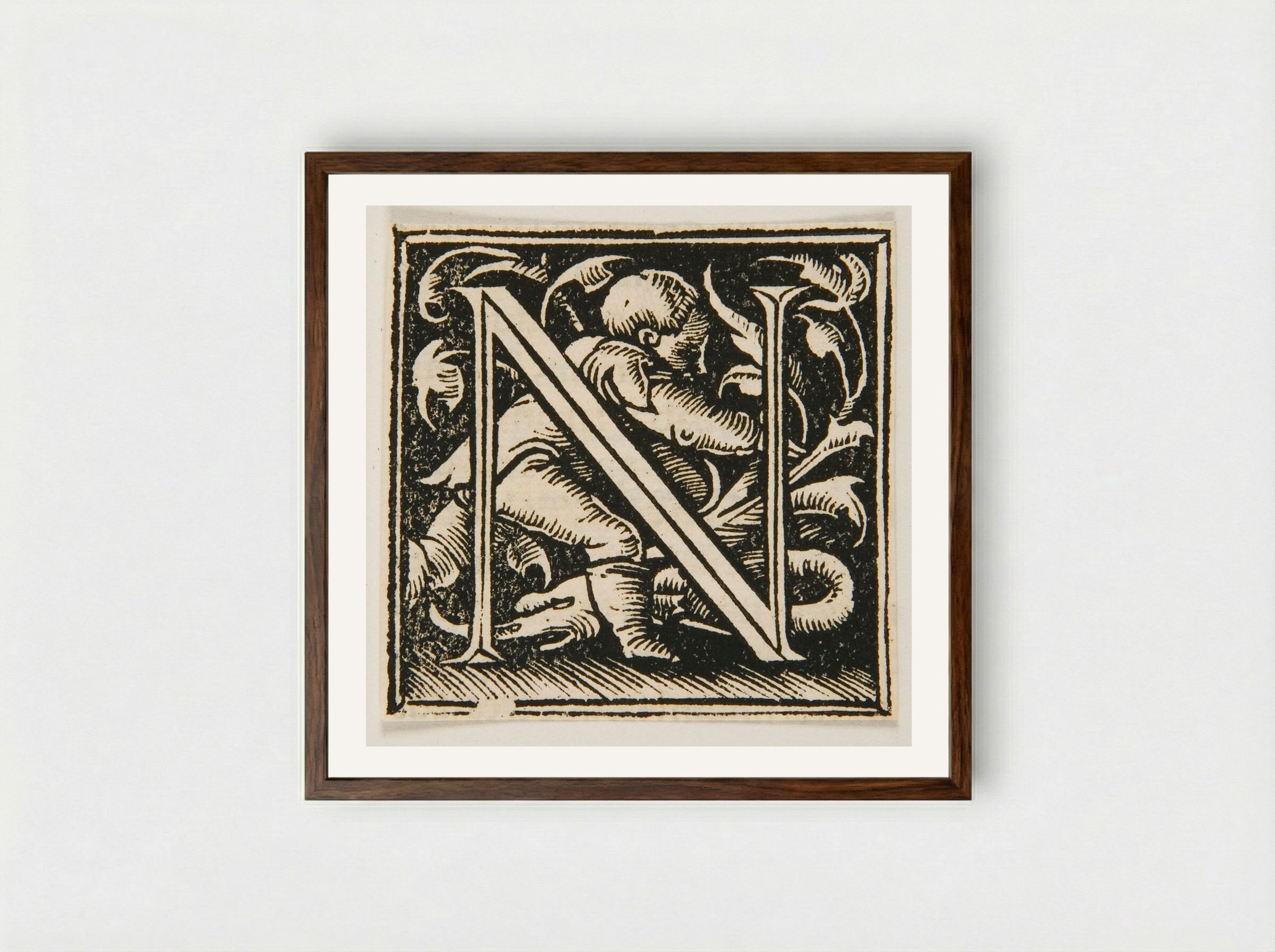 Letter N - Urs Graf - Framed Print Dark Wood