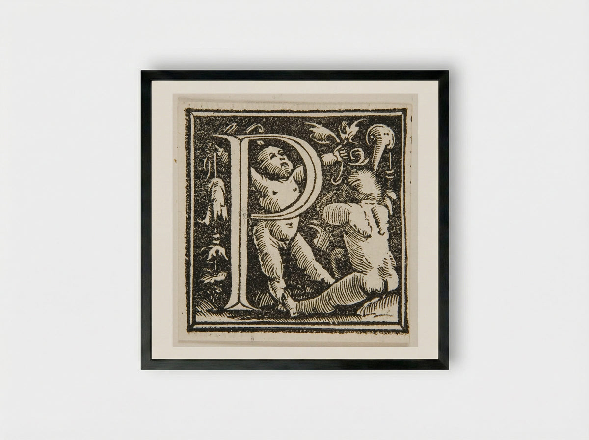 Letter P - Urs Graf - Framed Print Black