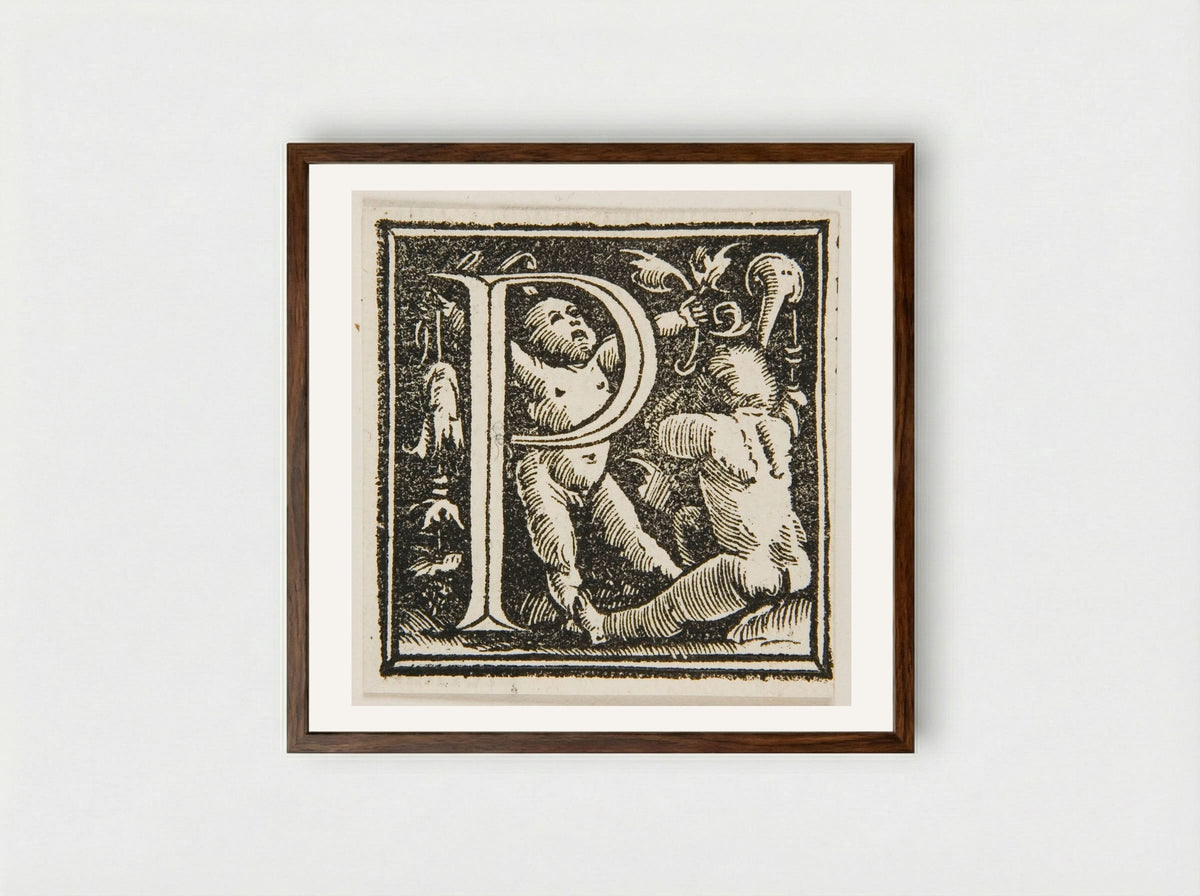 Letter P - Urs Graf - Framed Print Dark Wood