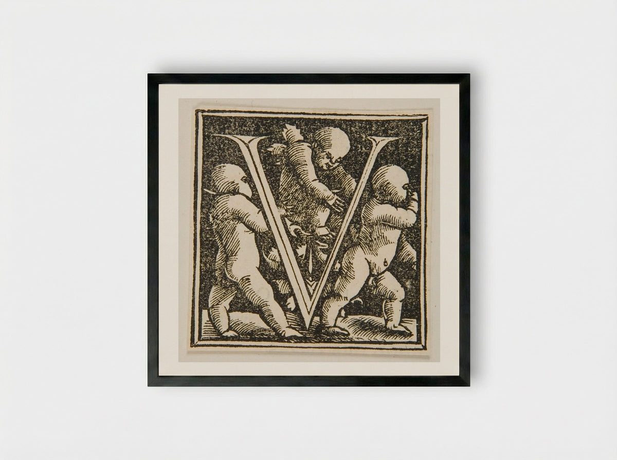 Letter V - Urs Graf - Framed Print Black