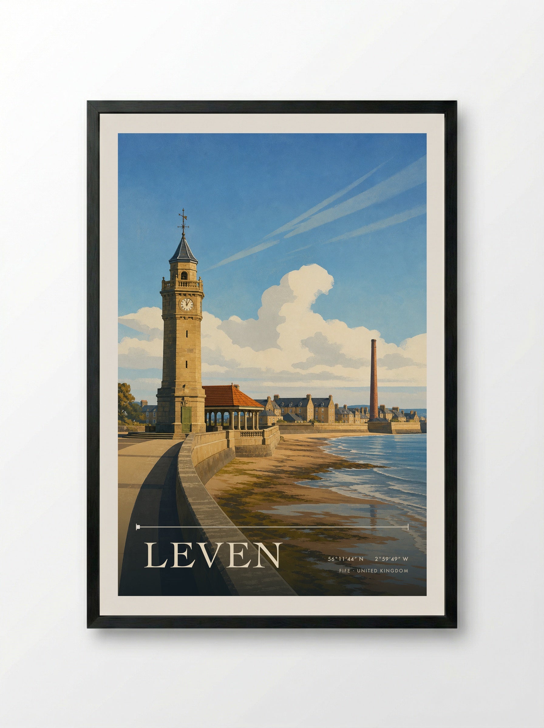 Leven Fife United Kingdom Travel Poster - Framed Print Black