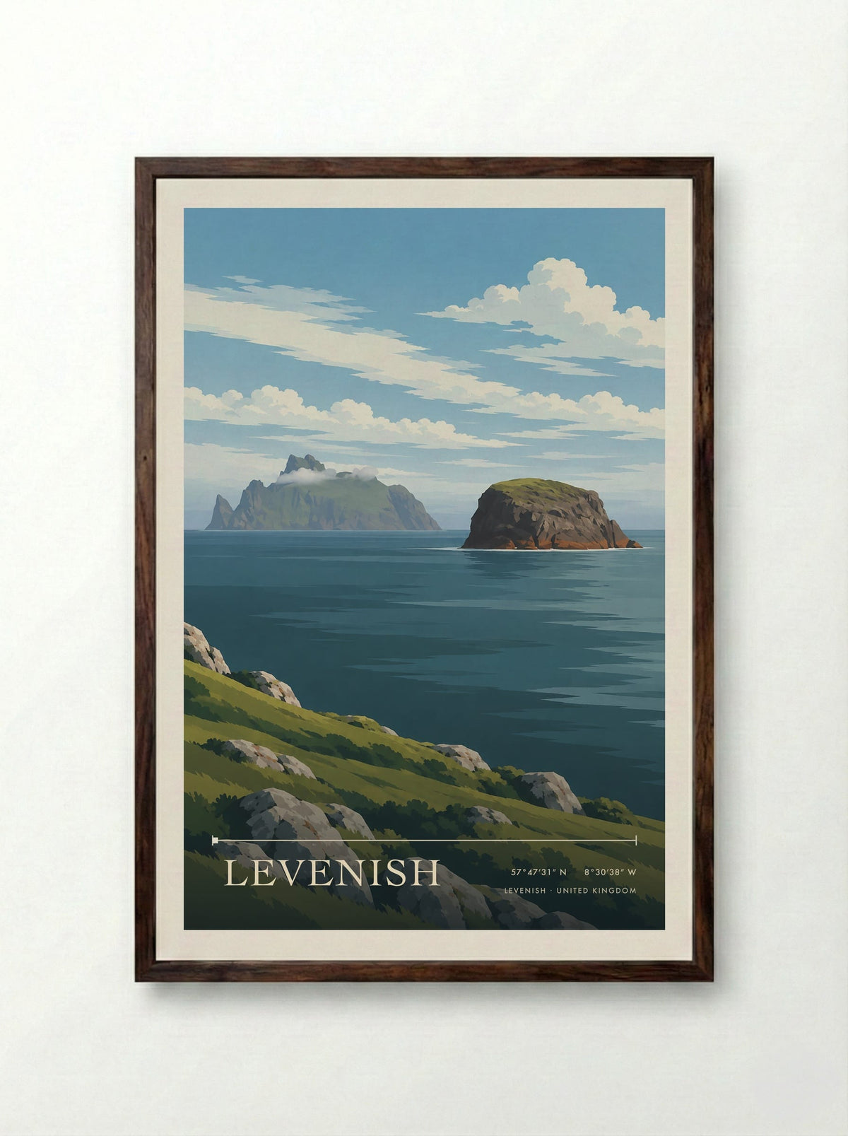 Levenish | Travel Poster - Framed Print Dark Wood
