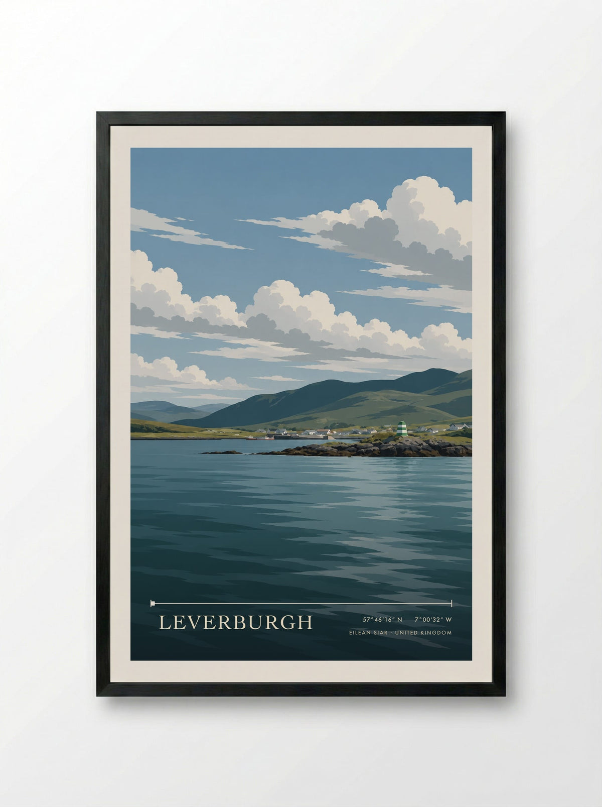 Leverburgh, Eilean Siar | Travel Poster - Framed Print Black