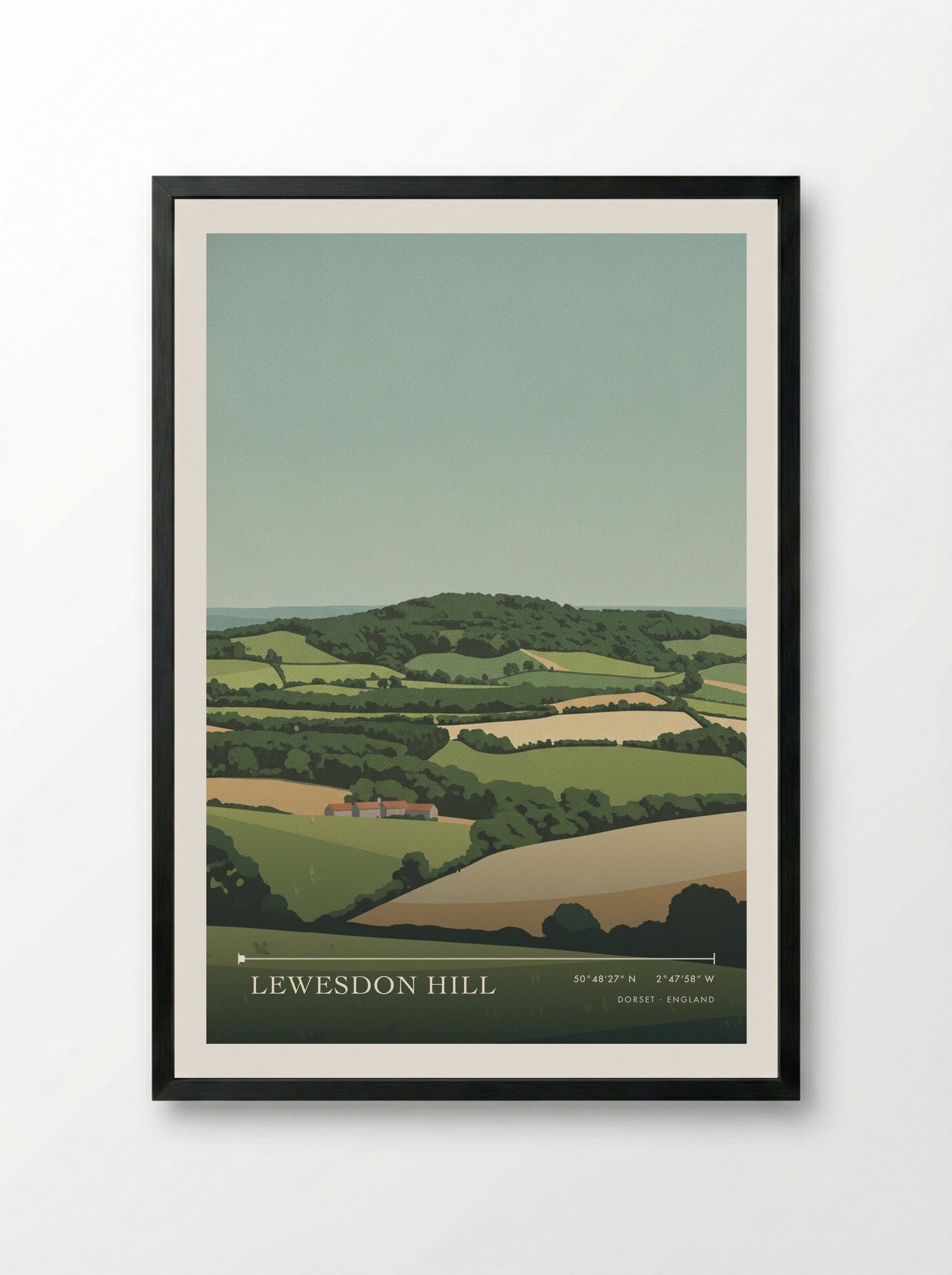 Lewesdon Hill Dorset England Travel Poster - Framed Print Black