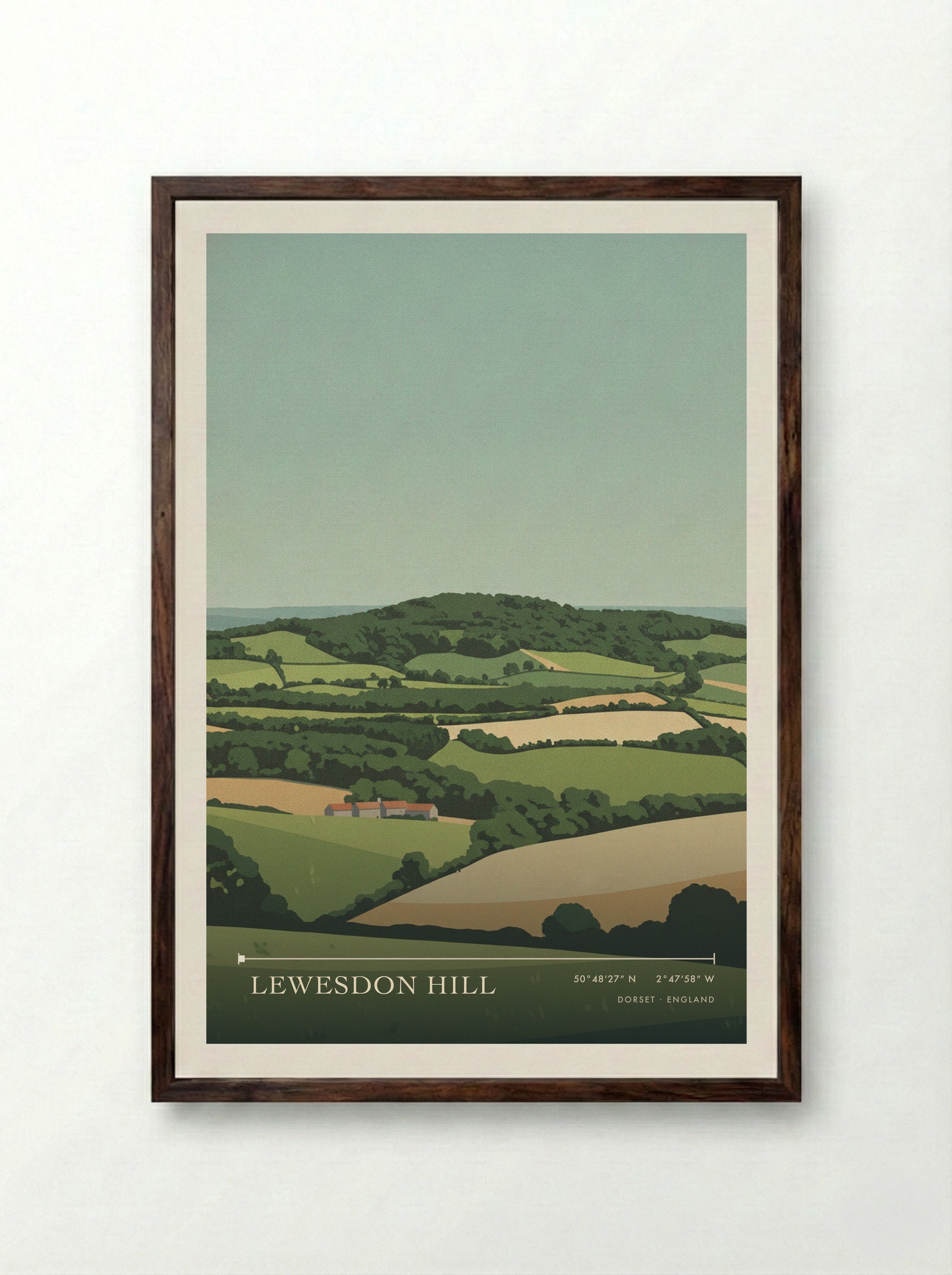 Lewesdon Hill Dorset England Travel Poster - Framed Print Dark Wood