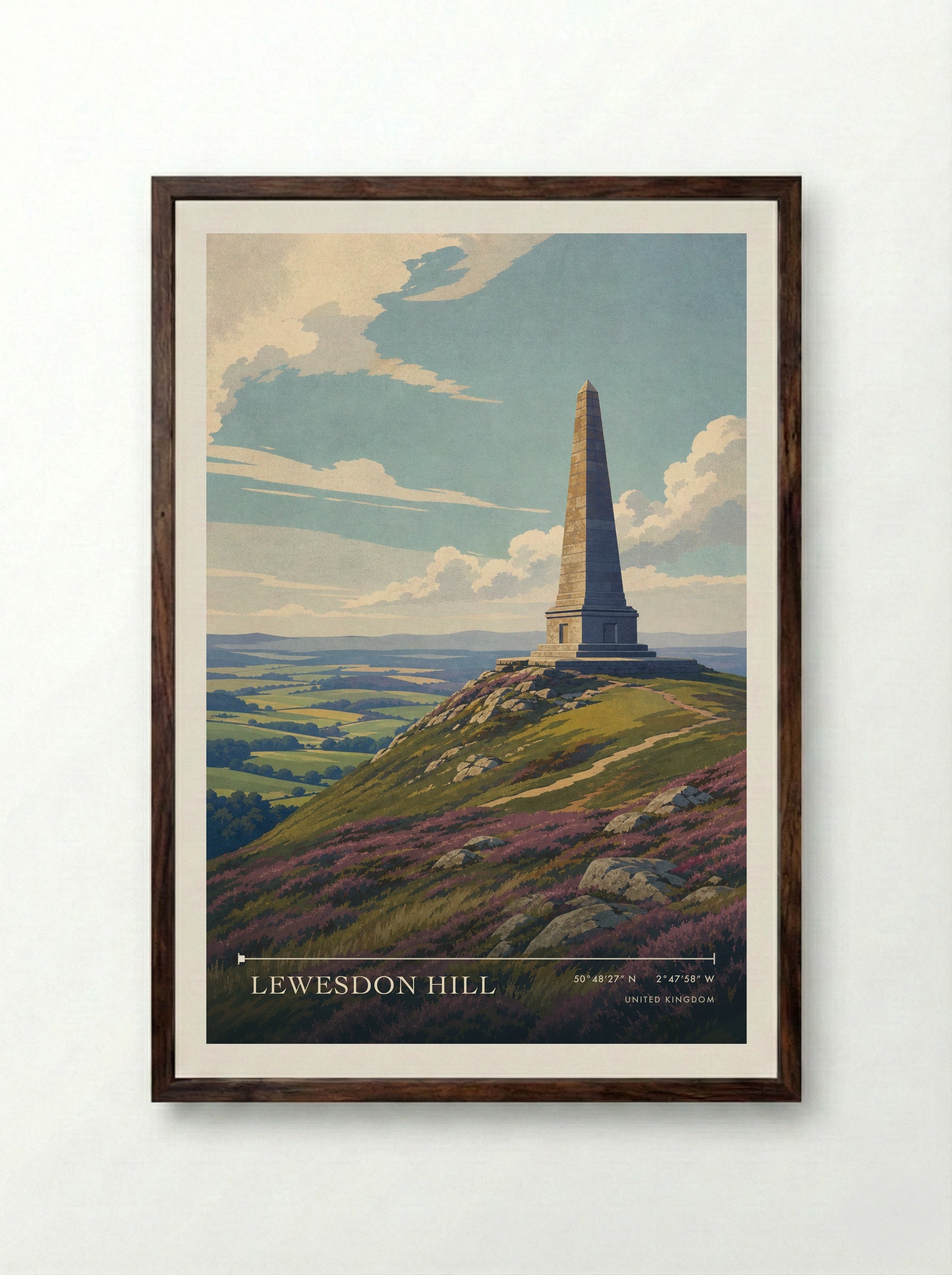 Lewesdon Hill United Kingdom Travel Poster - Framed Print Dark Wood