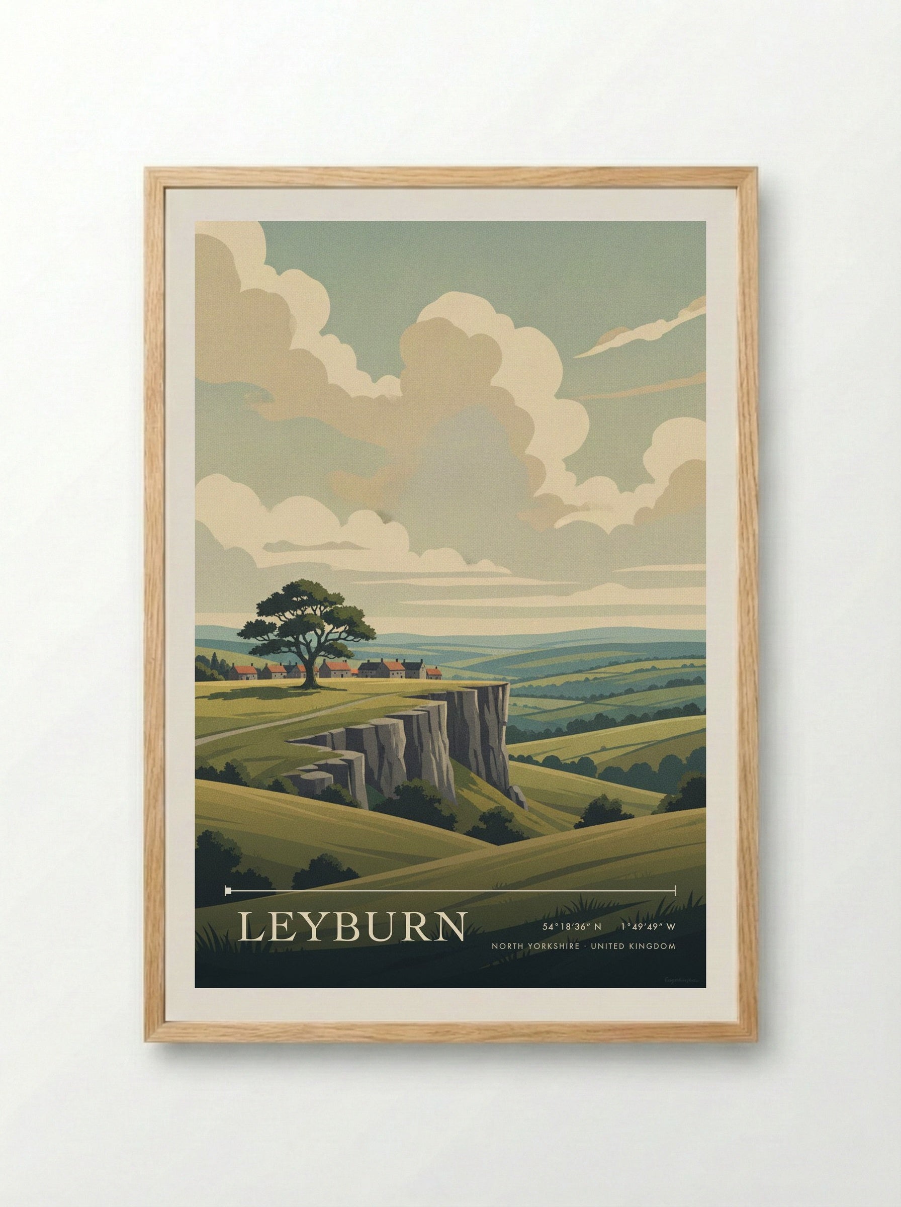 Leyburn North Yorkshire United Kingdom Travel Poster - Framed Print Wood