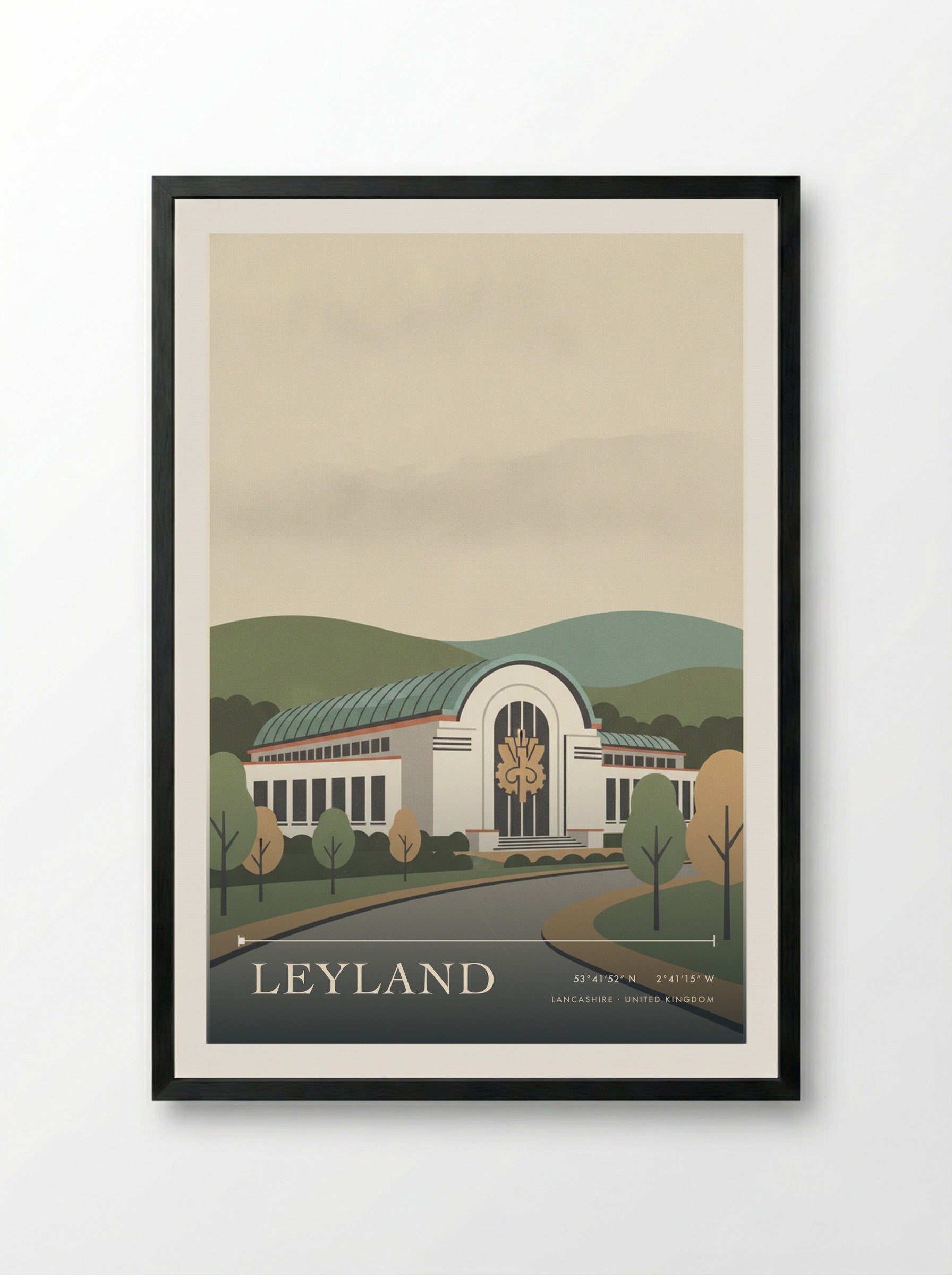 Leyland Lancashire United Kingdom Travel Poster - Framed Print Black